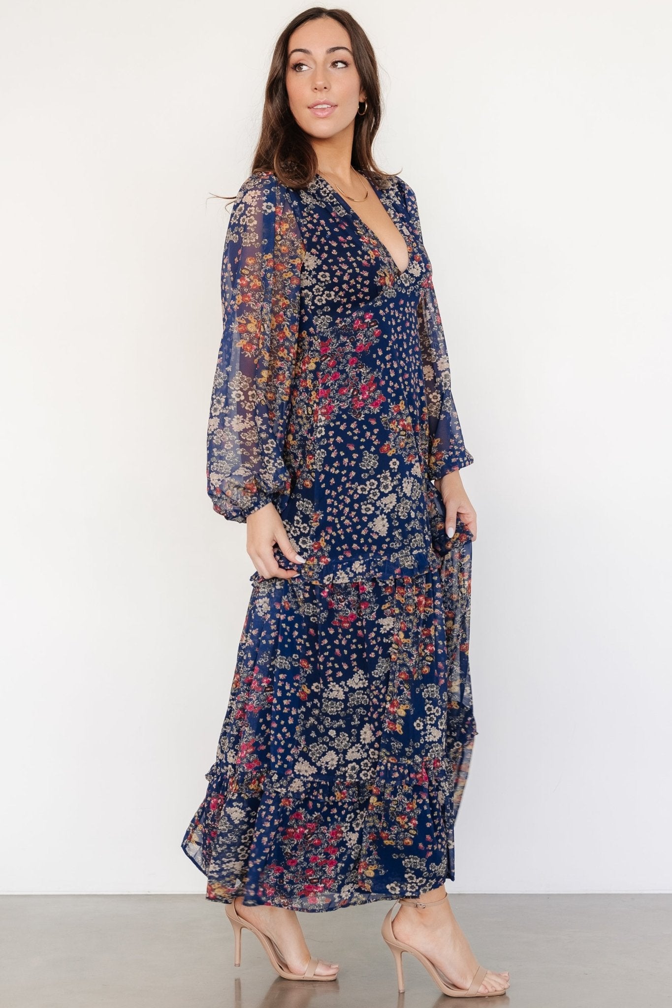 Bowman Deep V Maxi Dress | Dark Blue Multi Outlet Store Cheap Pice