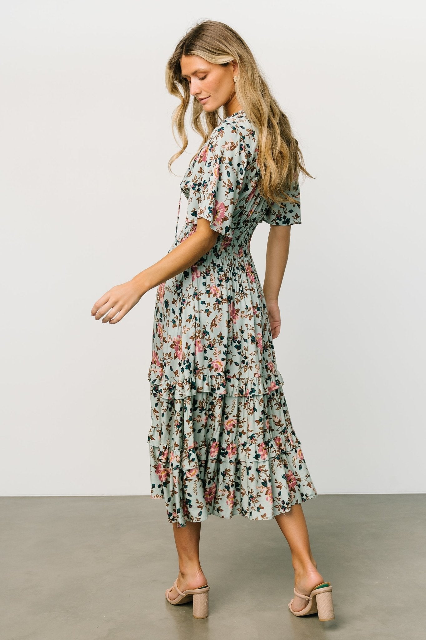 Spell Boho Midi Dress | Sage + Pink Floral Nicekicks Cheap Online