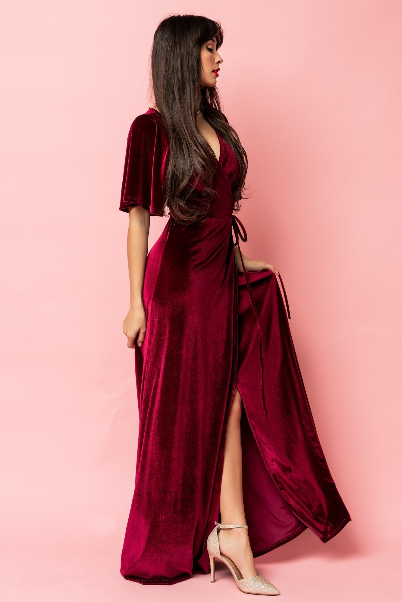 Meghan Velvet Wrap Maxi Dress | Mulberry Sale Affordable