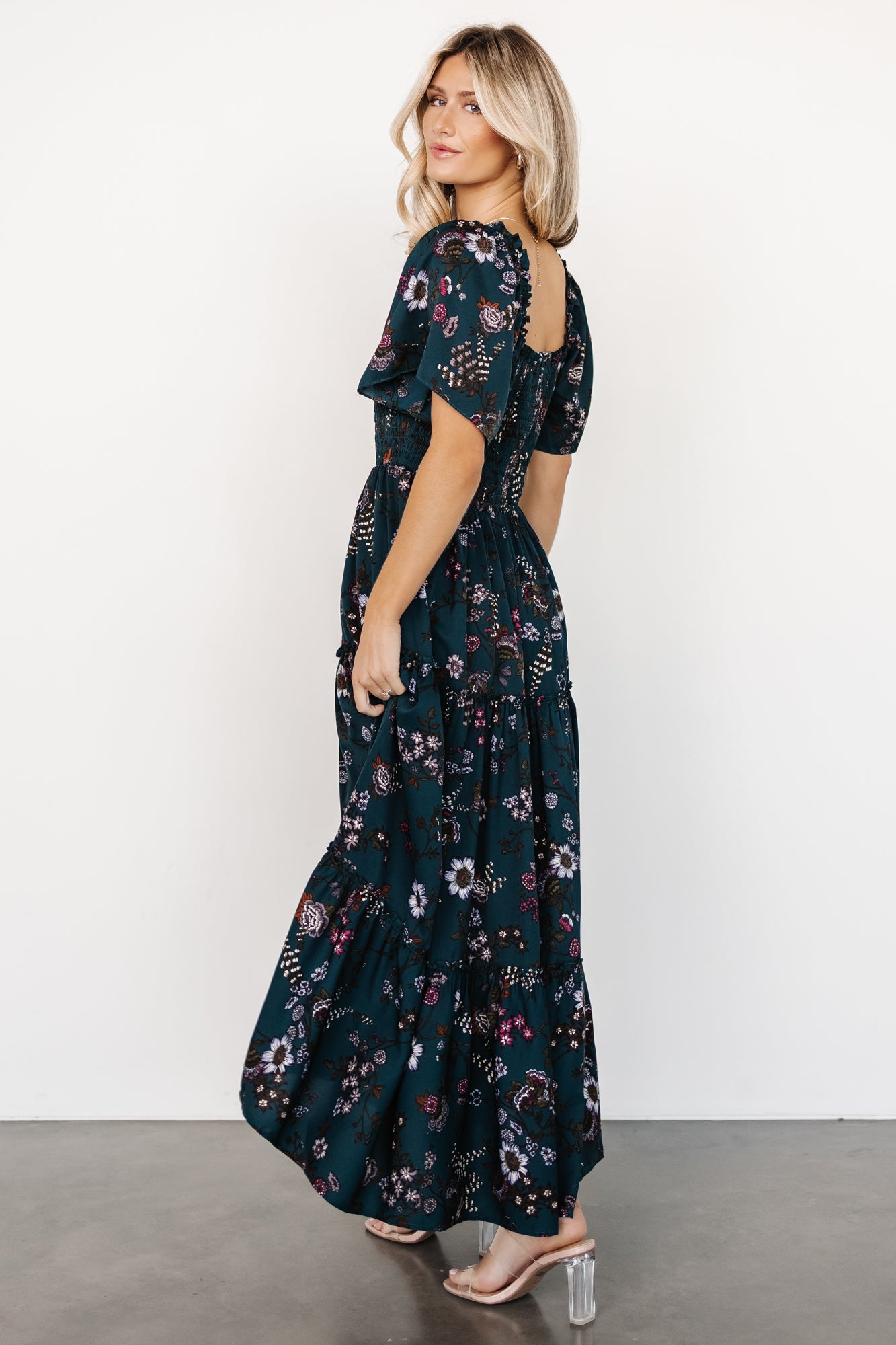 Southampton Smocked Maxi Dress | Jade Blossom Visit