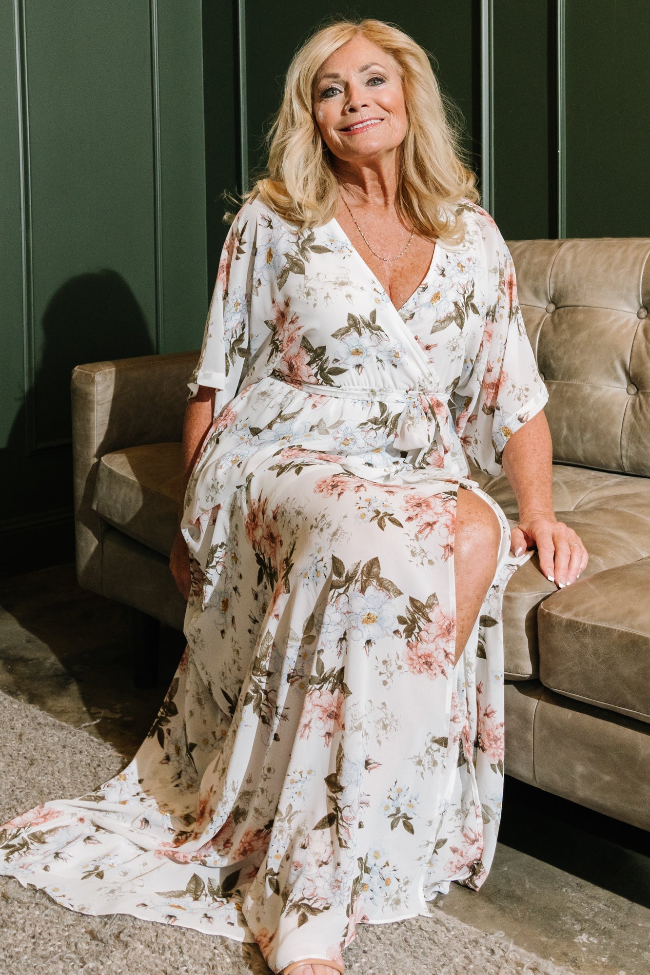 Kia Kimono Maxi Dress | White Floral Sale Genuine