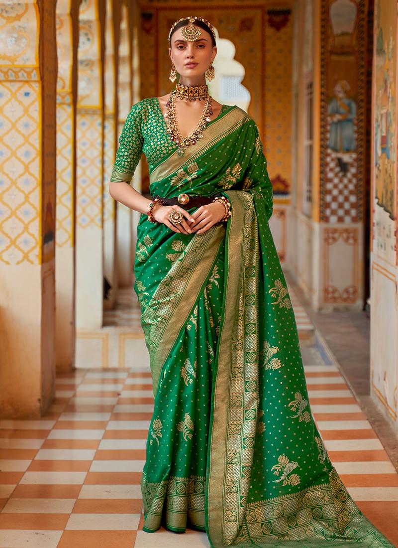 Half Sleeves Green Color Classic Wear Saree Discount The Cheapest