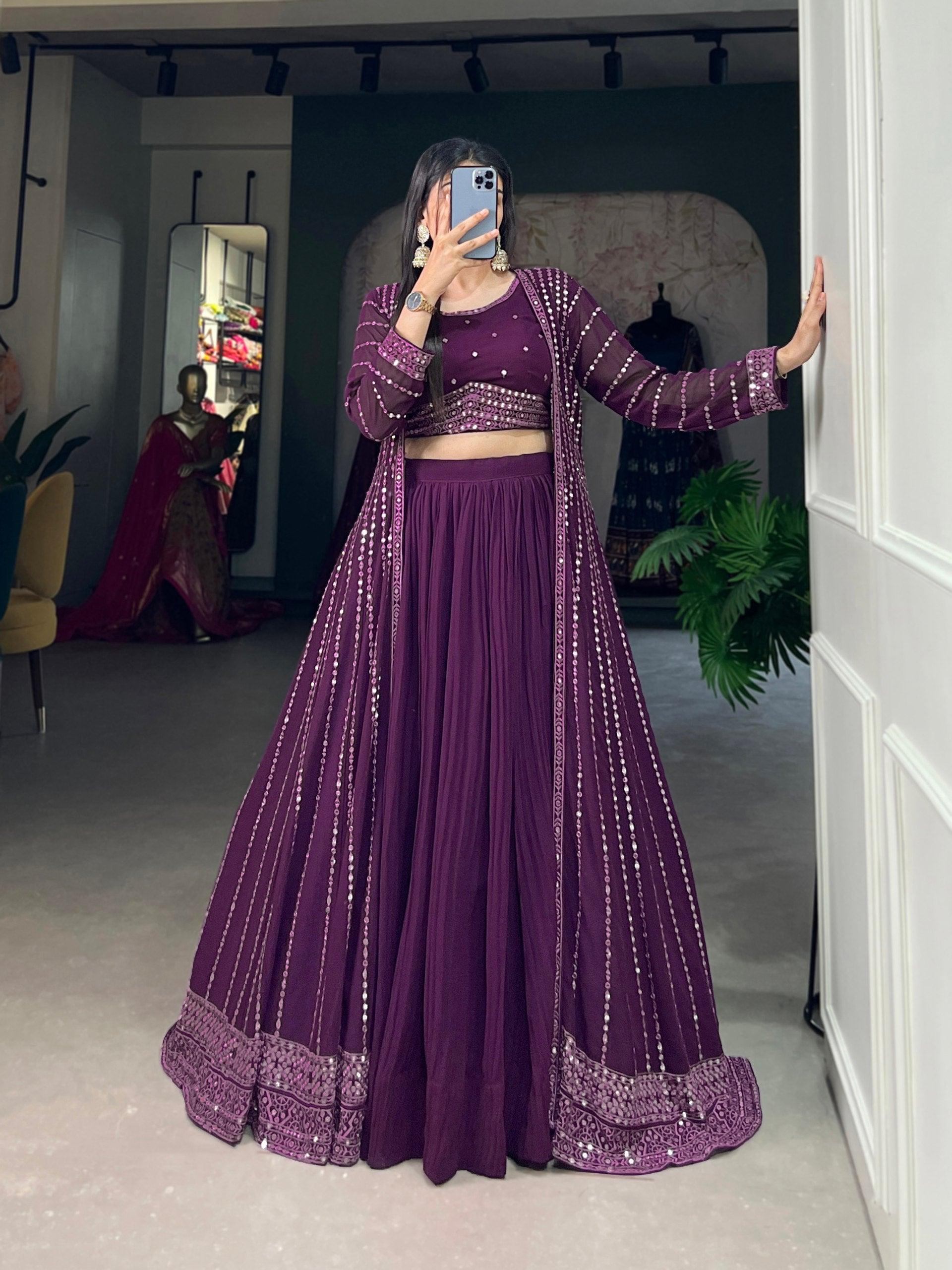 Georgette Base Jacket Style Lehenga Quality Free Shipping Low Pice