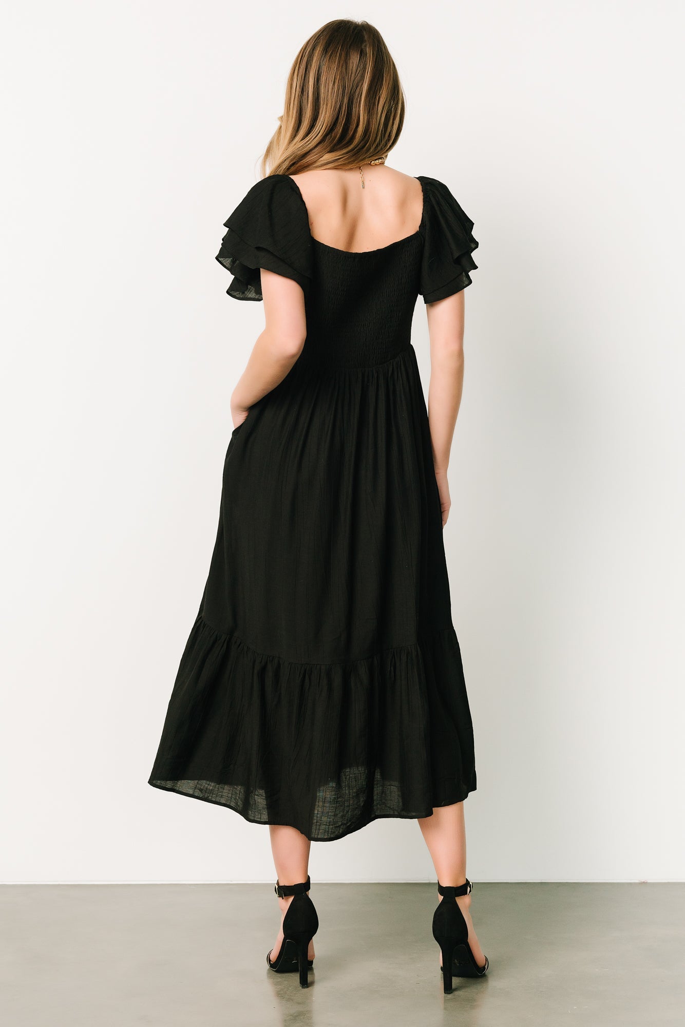 Buttercup Midi Dress | Black Free Shipping Cost