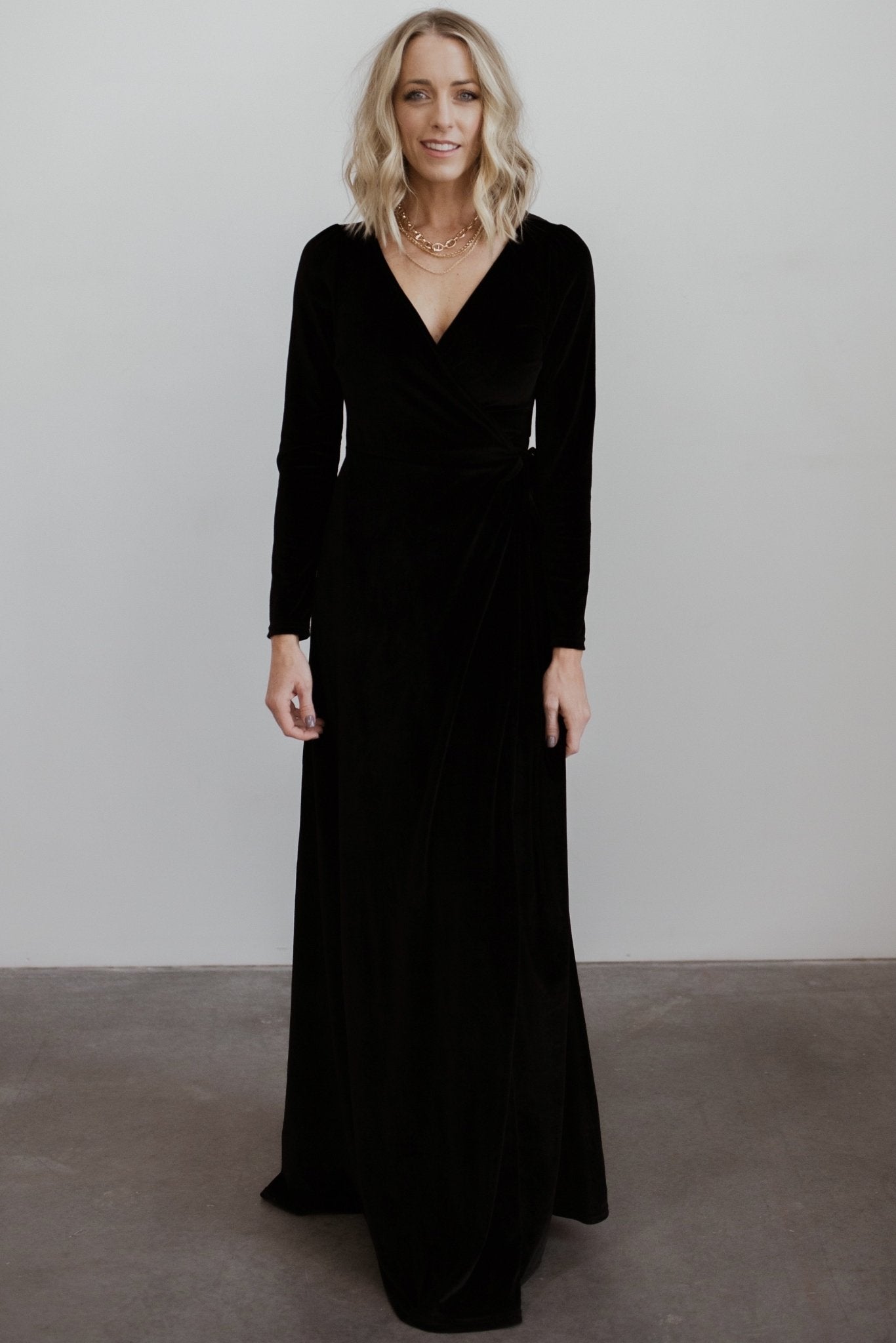 Esmerelda Velvet Wrap Maxi Dress | Black Quality Free Shipping