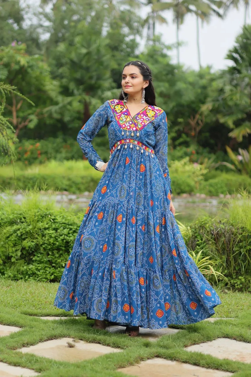 Elegant and Fabulous Bandhni Printed Navratri Gowns Shipping Outlet Store Online