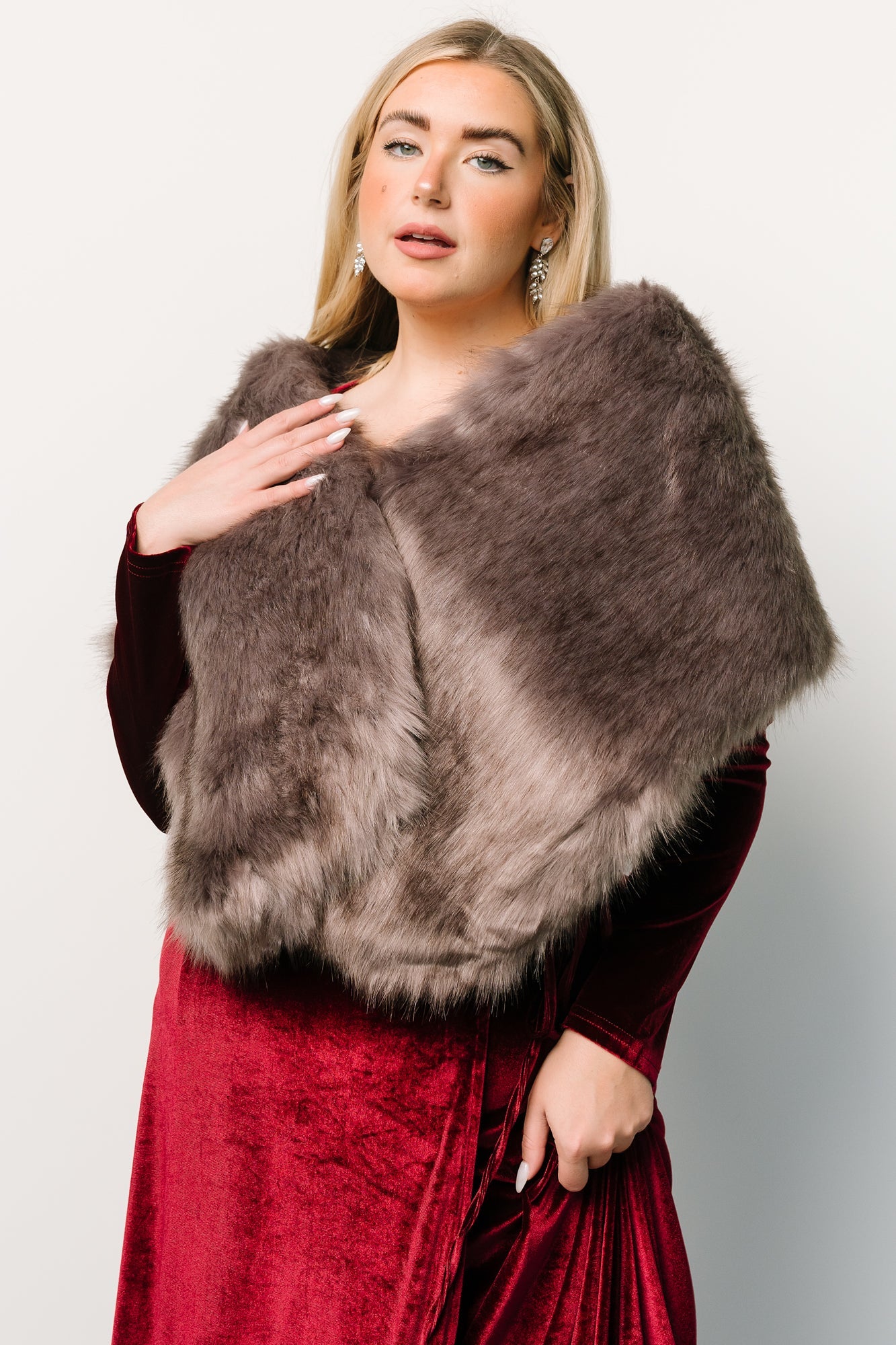 Jovie Faux Fur Shawl | French Gray Cheap Pice