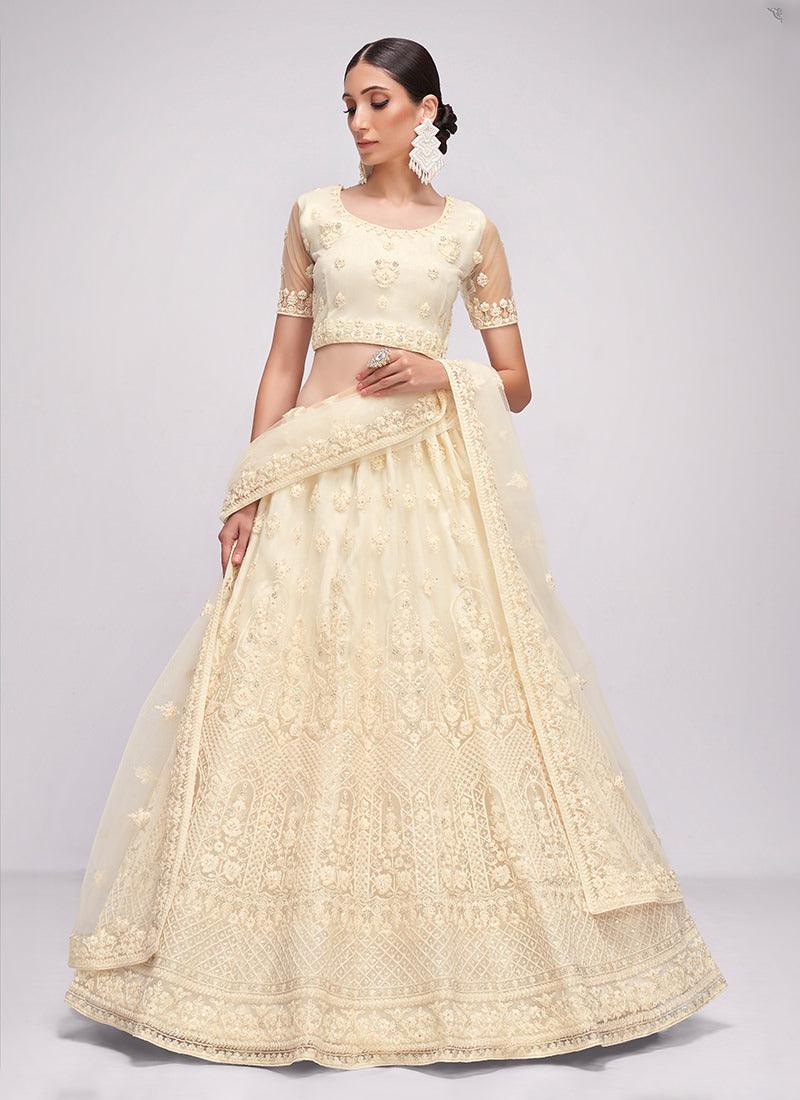 Off-White Soft Net Wedding Lehenga Clearance Find Great