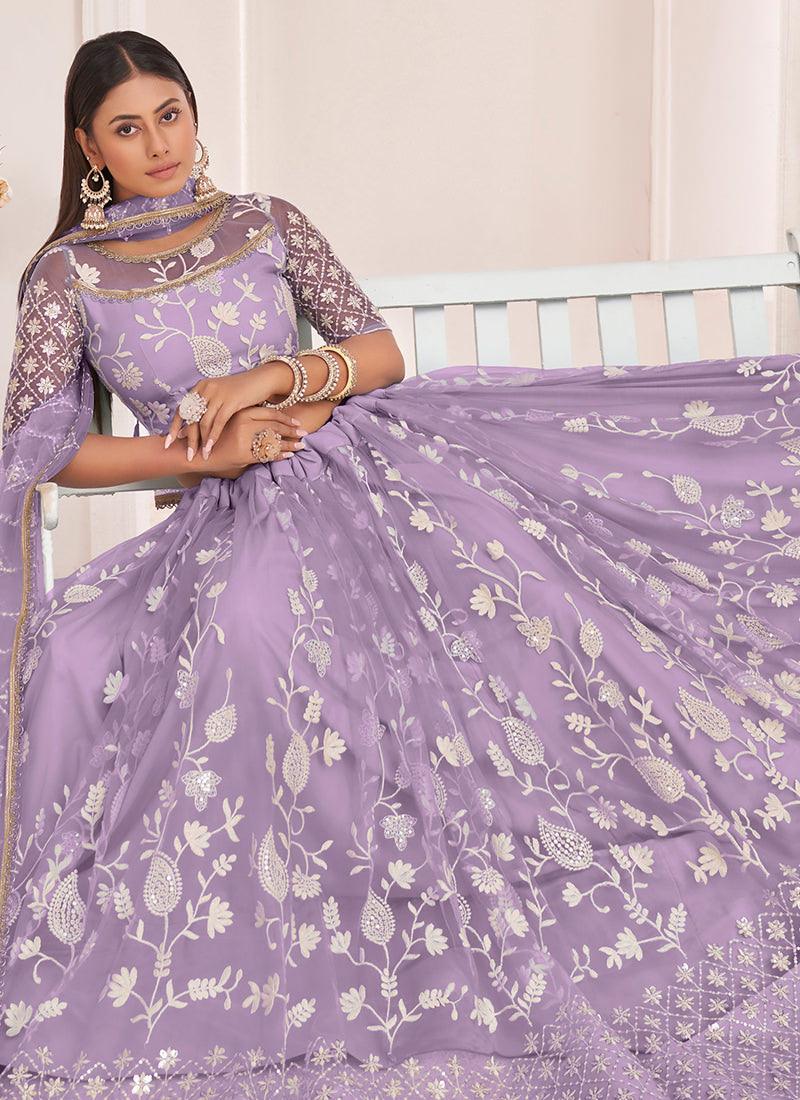 Embroidered Lavender Soft Net Lehenga Discount Nicekicks