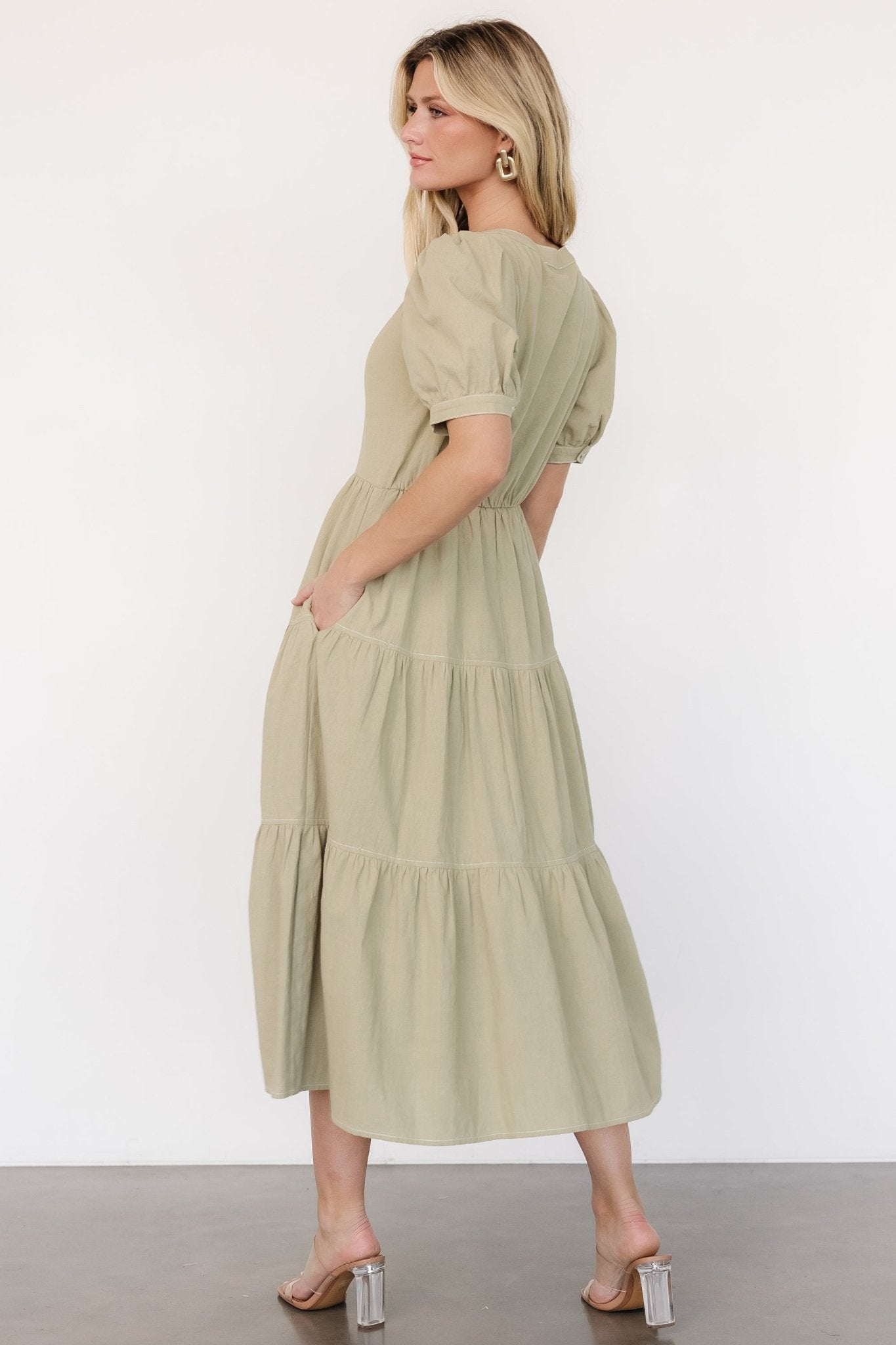 Shelby Button Top Dress | Sage Green Discount Newest