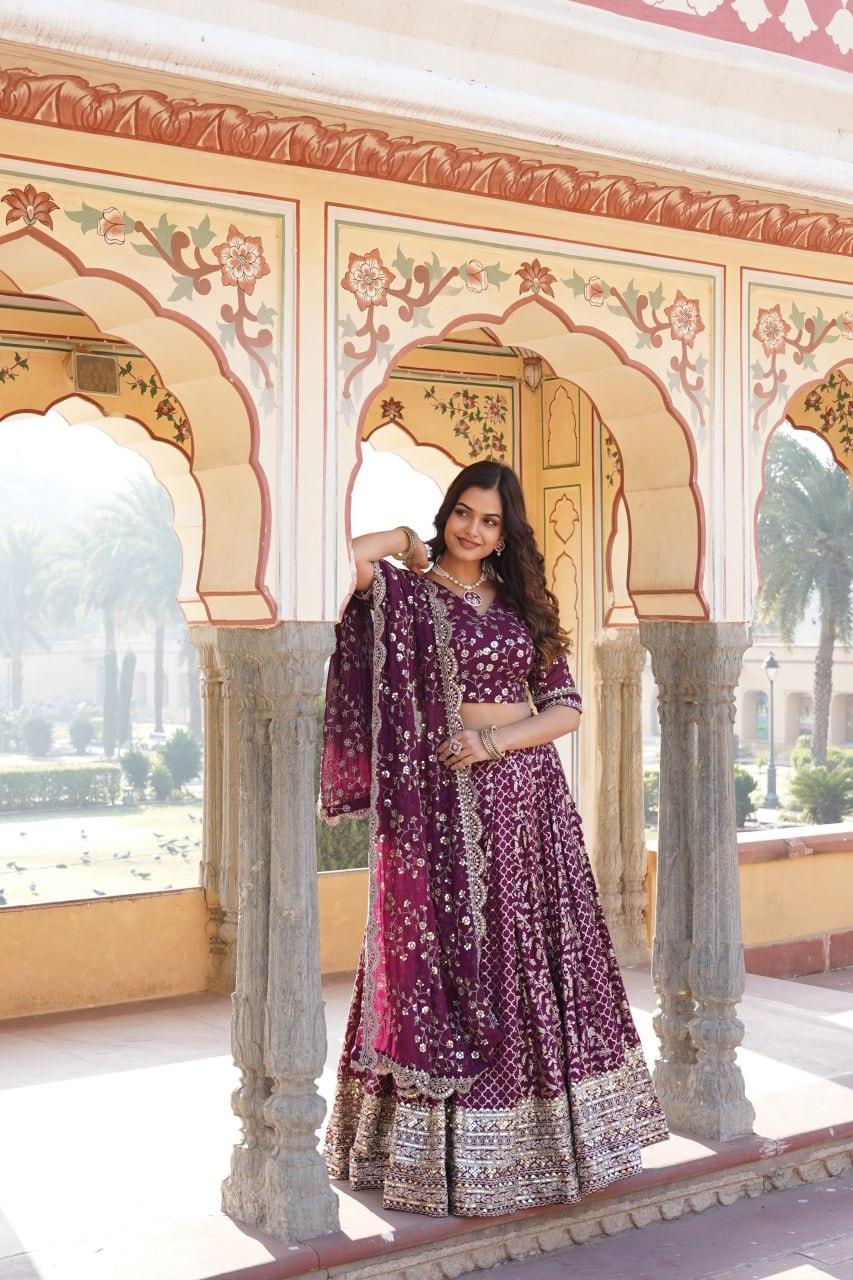 Attractive Pure Viscous Georgette Heavy Sequins Embroidered Lehenga Choli Set Countdown Package