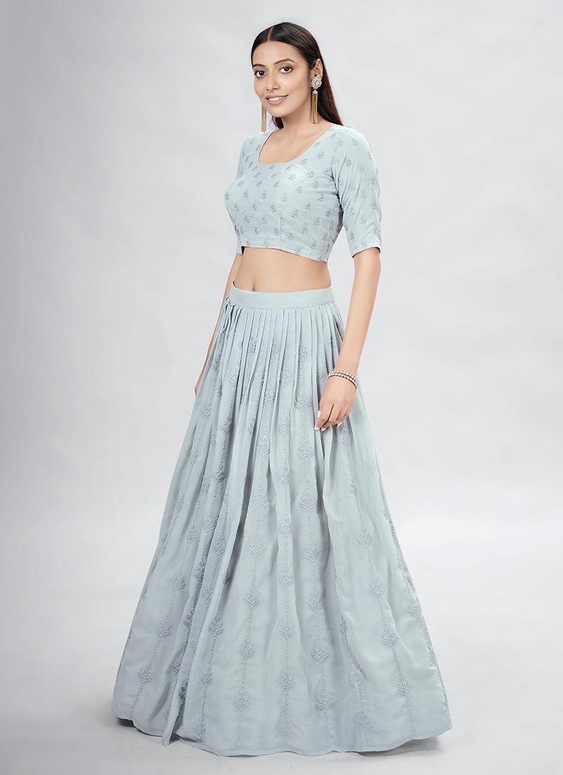 Thread Work Grey Designer Chaniya Choli Clearance Original