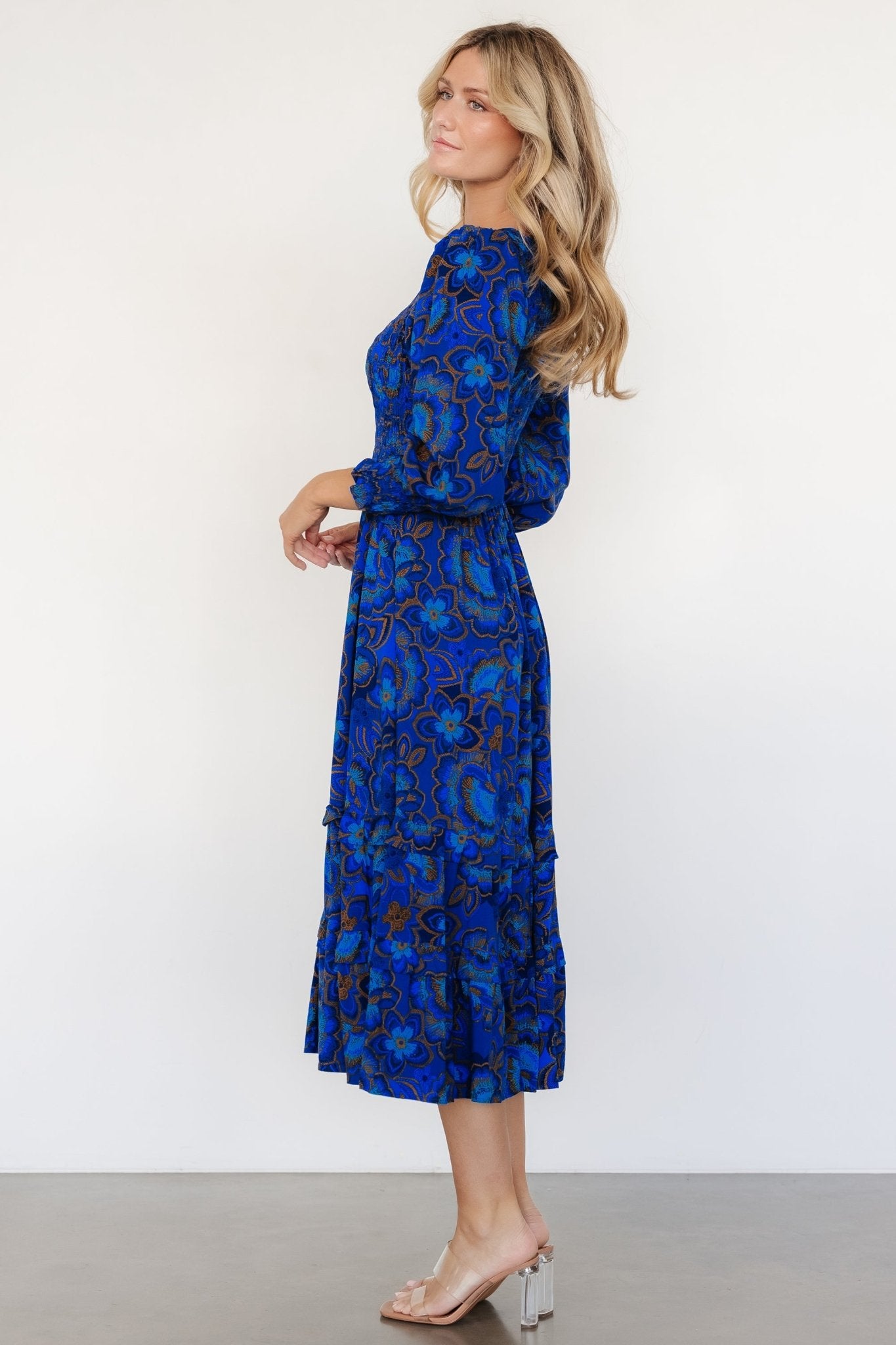 Andersen Smocked Midi Dress | Cobalt Floral Buy Cheap 2025 Unisex