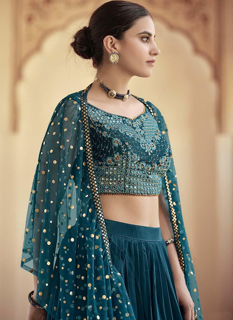 Rama Green Color Sequins Work Stunning Look Lehenga Choli Cheap Sale Genuine