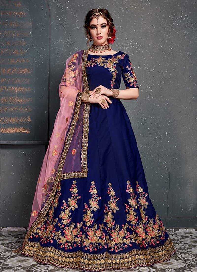 Magnificent Blue Color With Taffeta Silk Base Lehenga Choli Buy Cheap Visit New