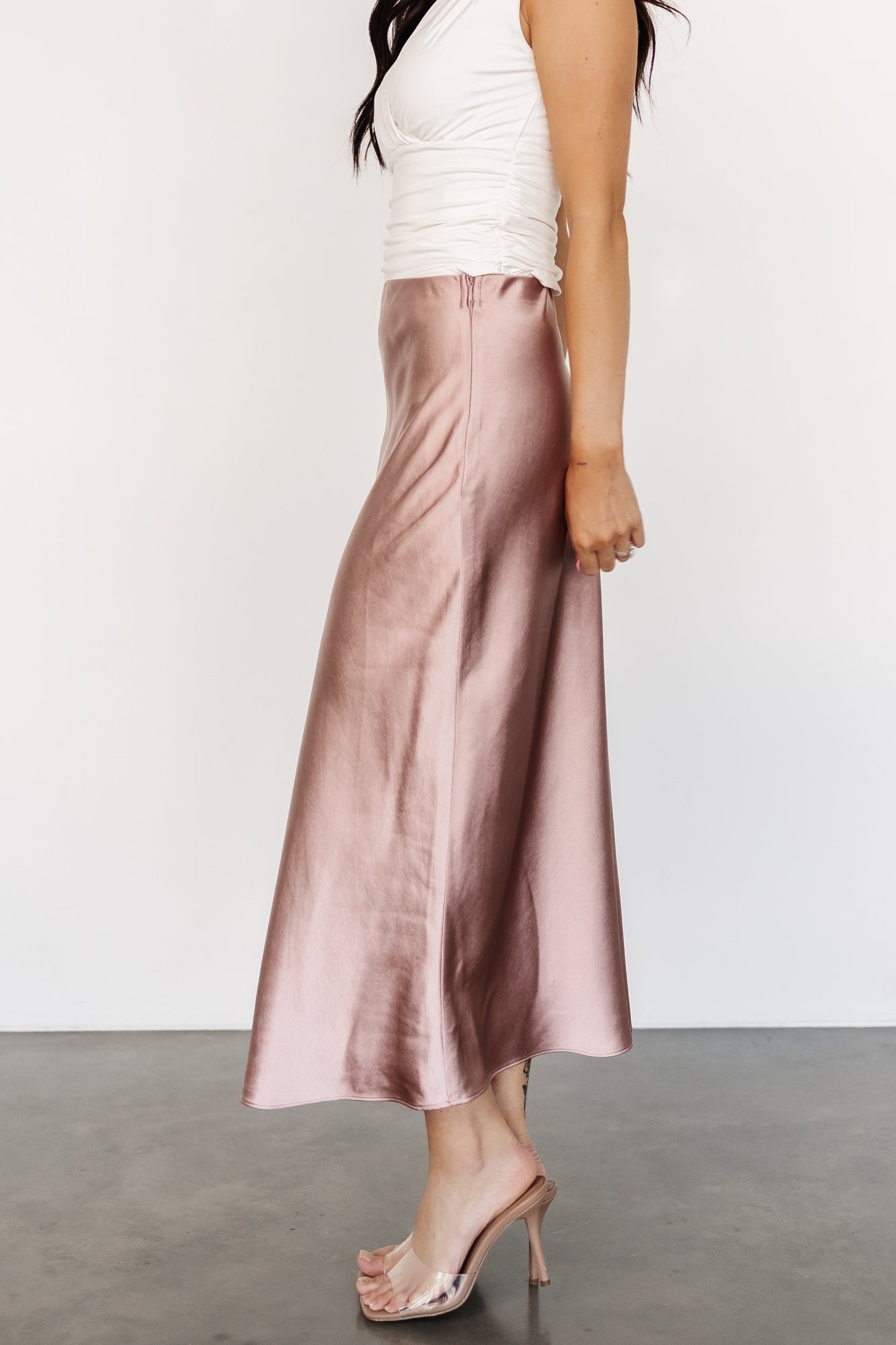 Celeste Satin Midi Skirt | Blush Buy Cheap Deals