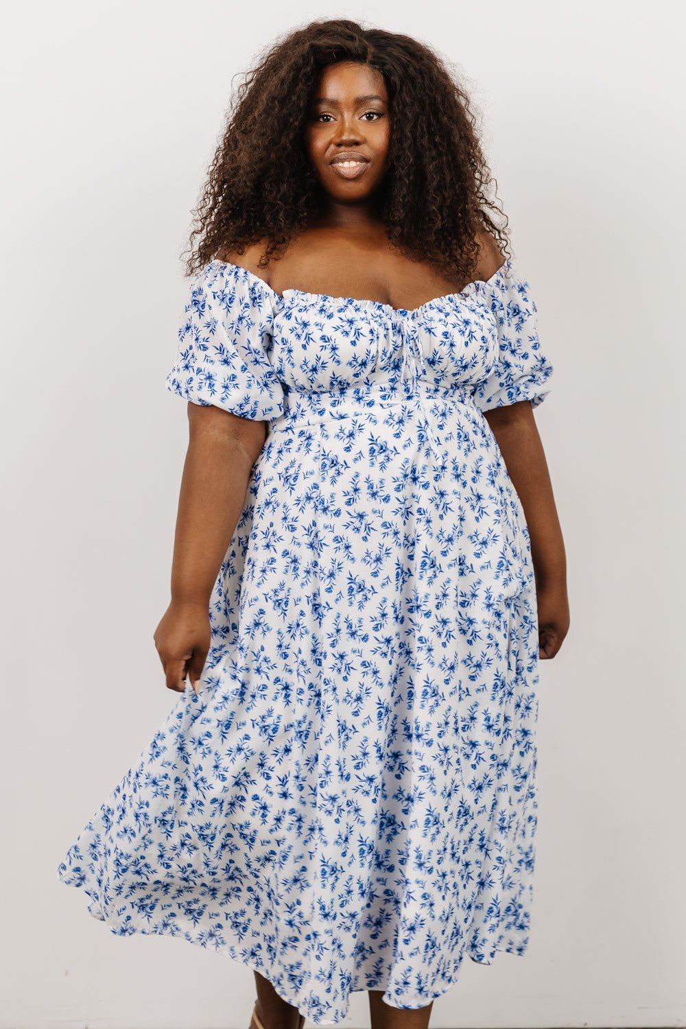 Gwen Smocked Midi Dress | Blue Floral Buy Cheap Big Discount