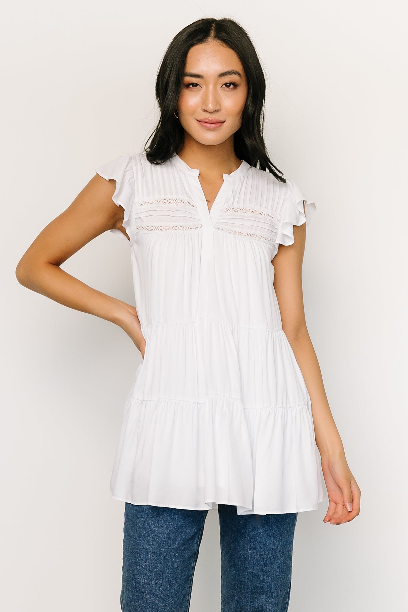 Margaret Tiered Top | White Release Dates Cheap Online