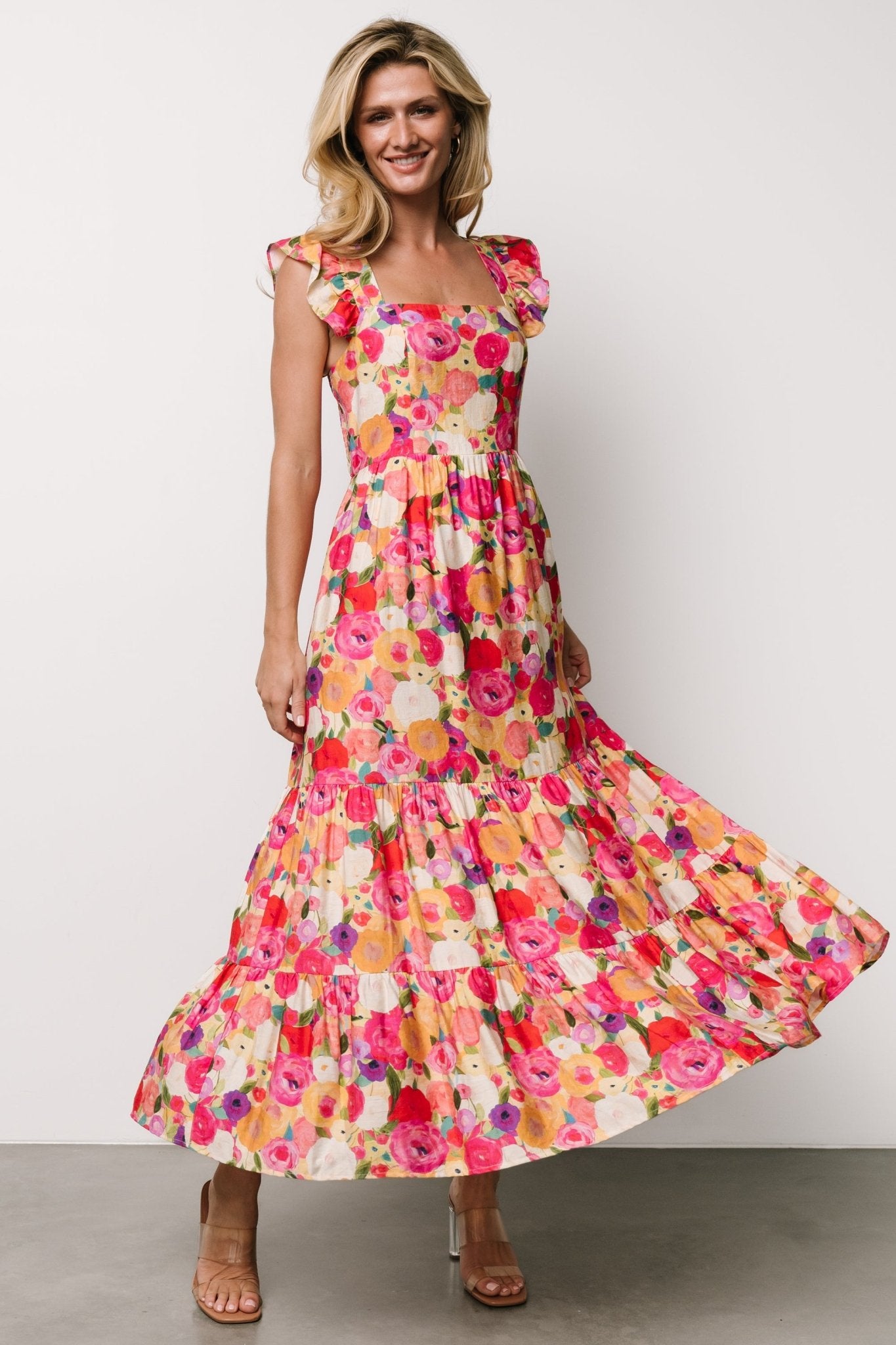 Ayla Tiered Maxi Dress | Pink Multi Floral Cheap Online Online