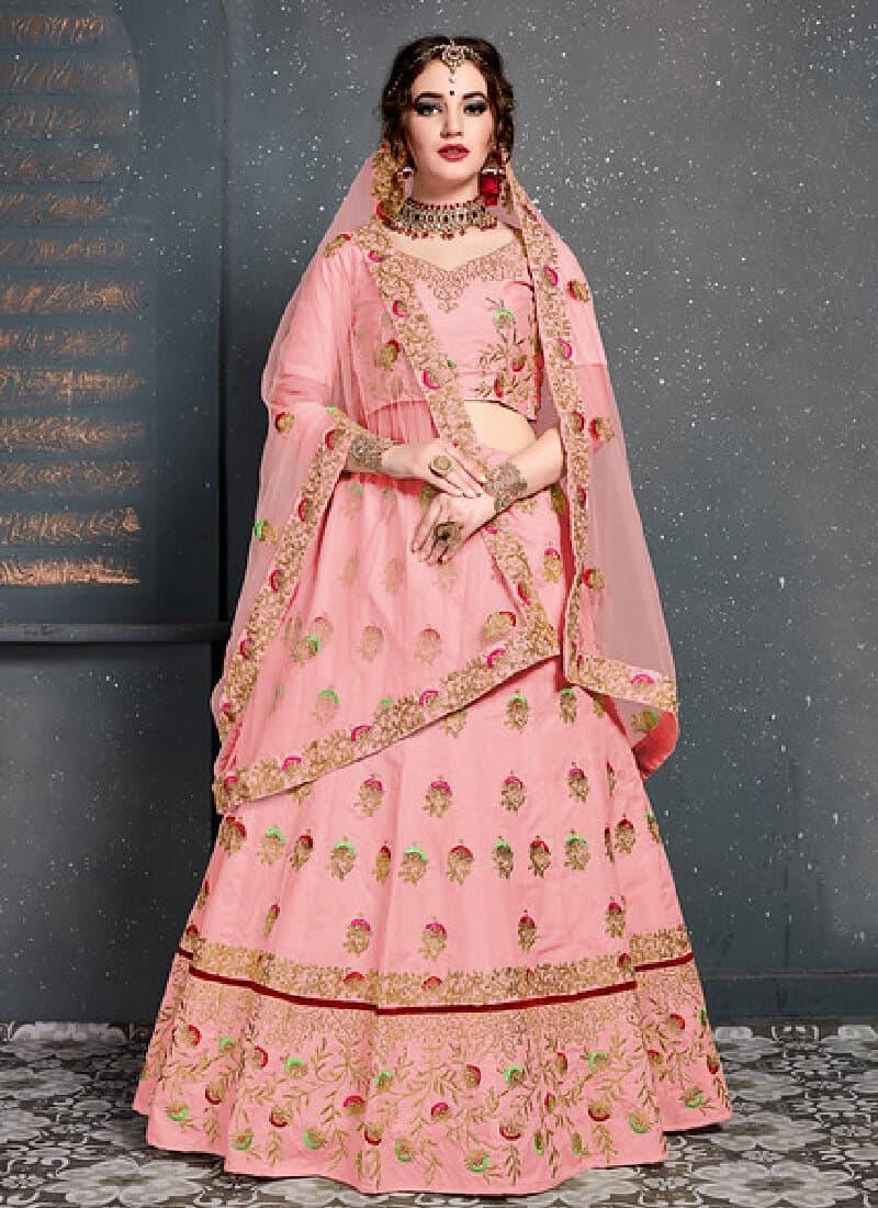 Decent Peach Color With Silk Base Lehenga Choli Clearance Fake