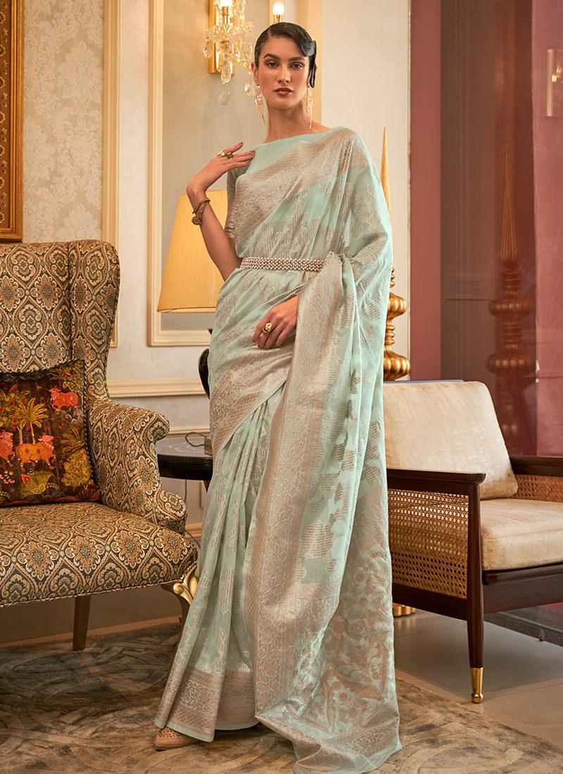 Light Beige Silk Weaving Classic Saree Eastbay Online