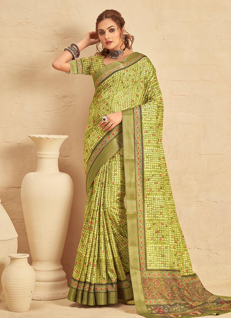 Silk With Textured Digital Print Light Green Saree Clearance Wiki