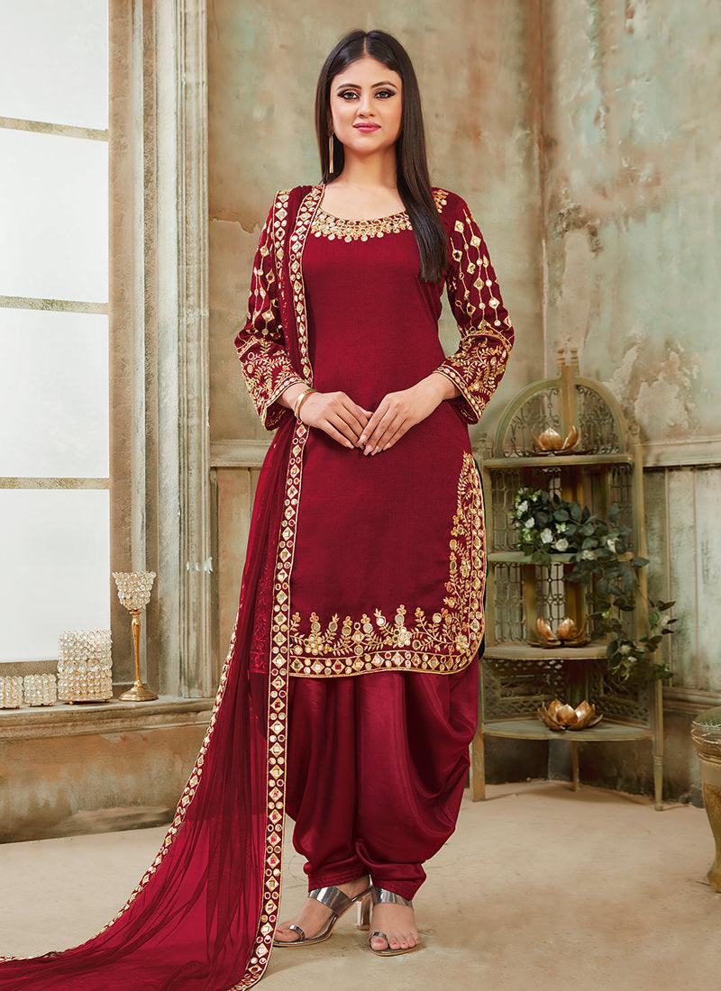 Heavy Work Maroon Punjabi Salwar Suit Outlet For Sale