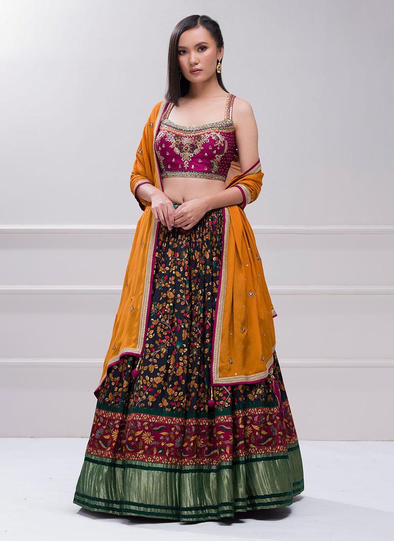 Zardosi Work Blouse With Crushed Floral Lehenga Big Sale Sale Online