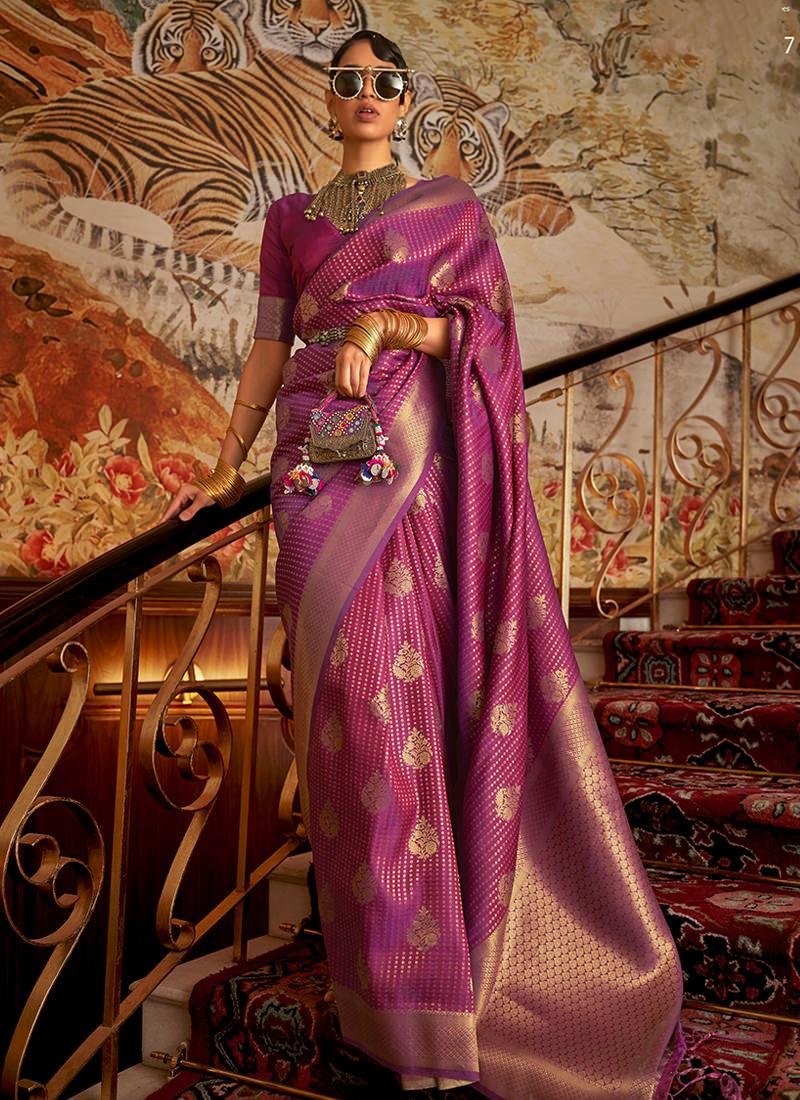 Purple Silk Weave Classic Saree Free Shipping Low Cost