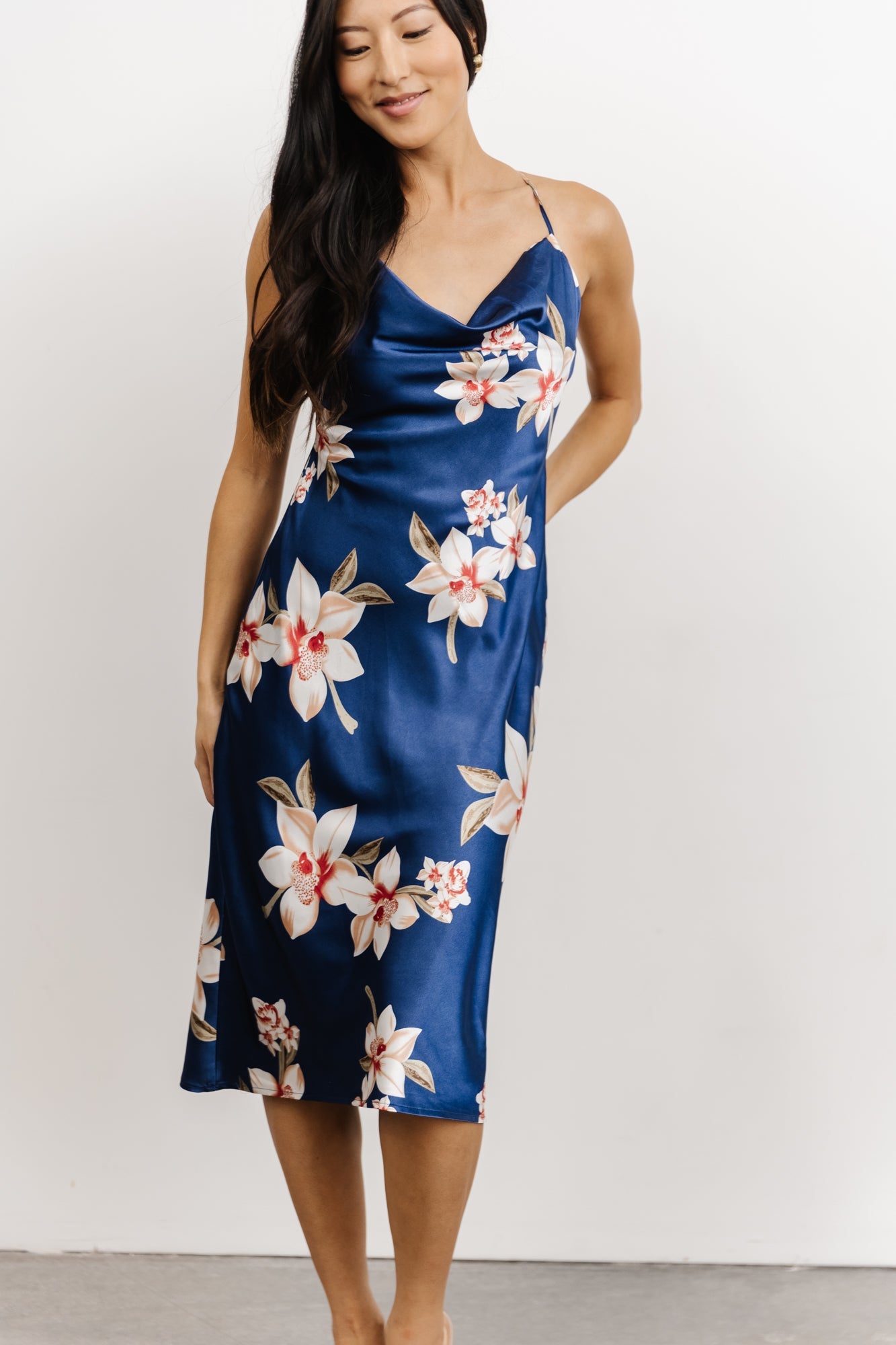 Katarina Slip Midi Dress | Vintage Blue Floral Perfect For Sale