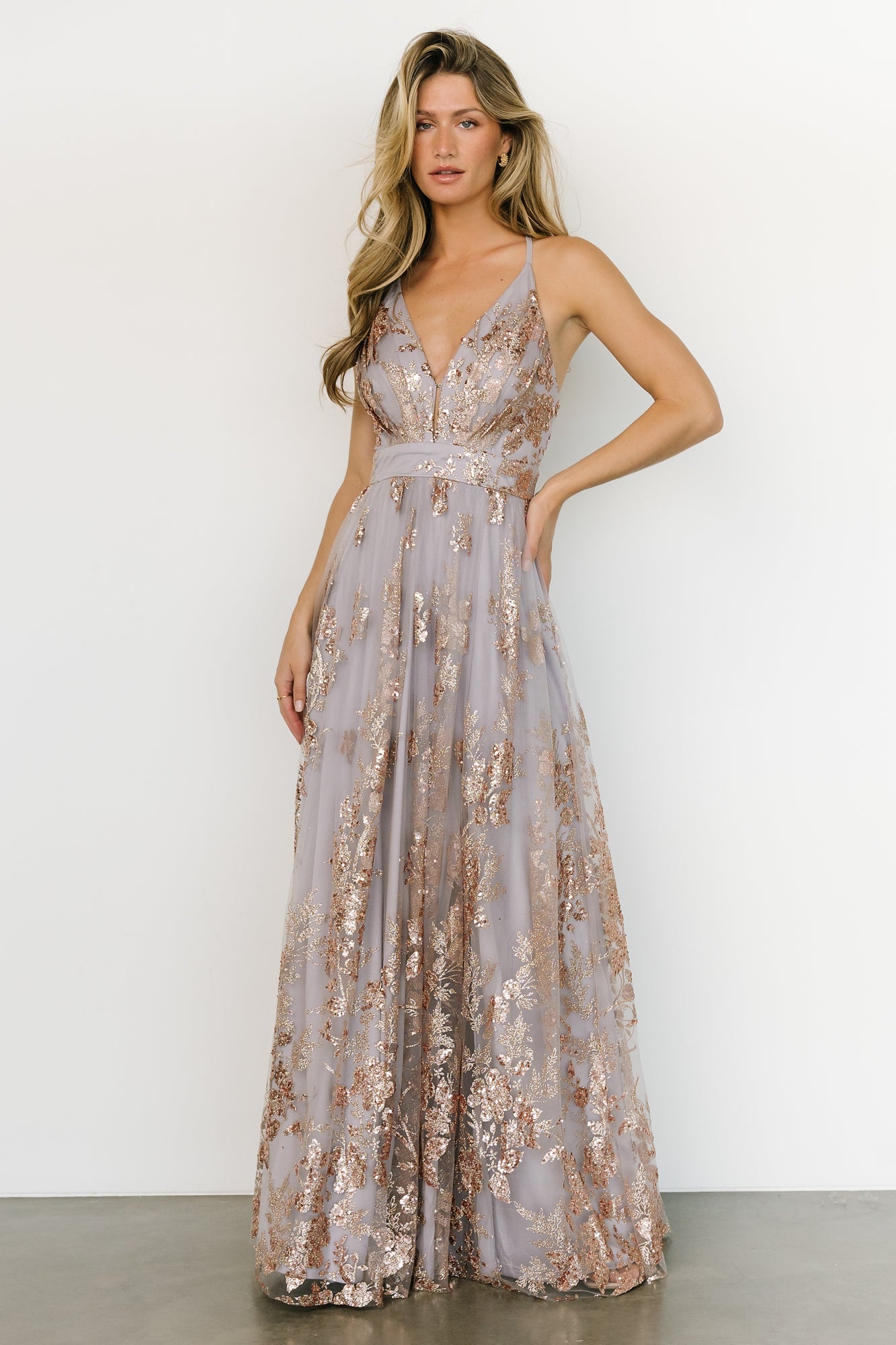 Lucienne Shimmer Maxi Gown | Dusty Lilac + Rose For Sale Online