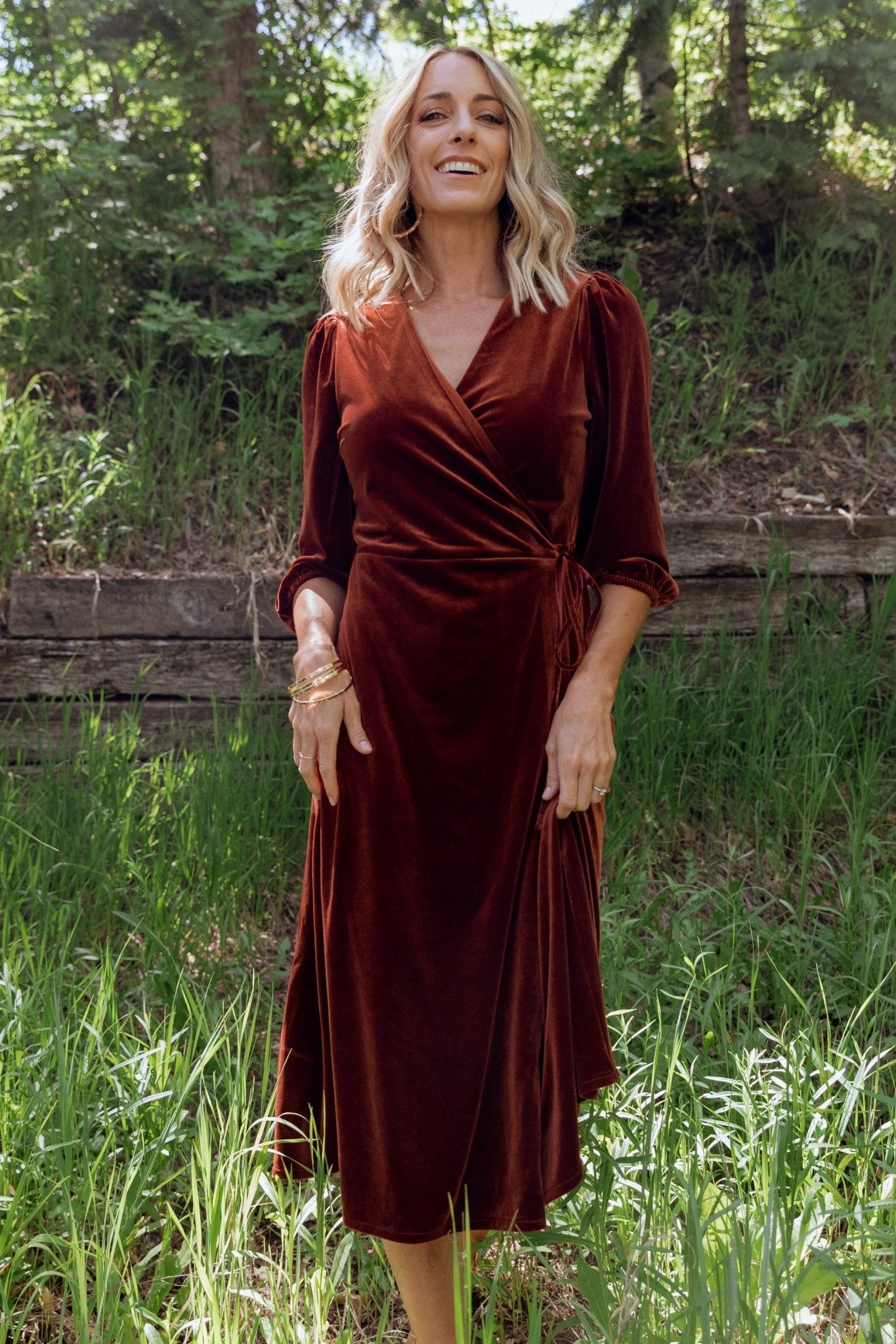 Beckinsale Velvet Wrap Dress | Cinnamon Discount Looking For