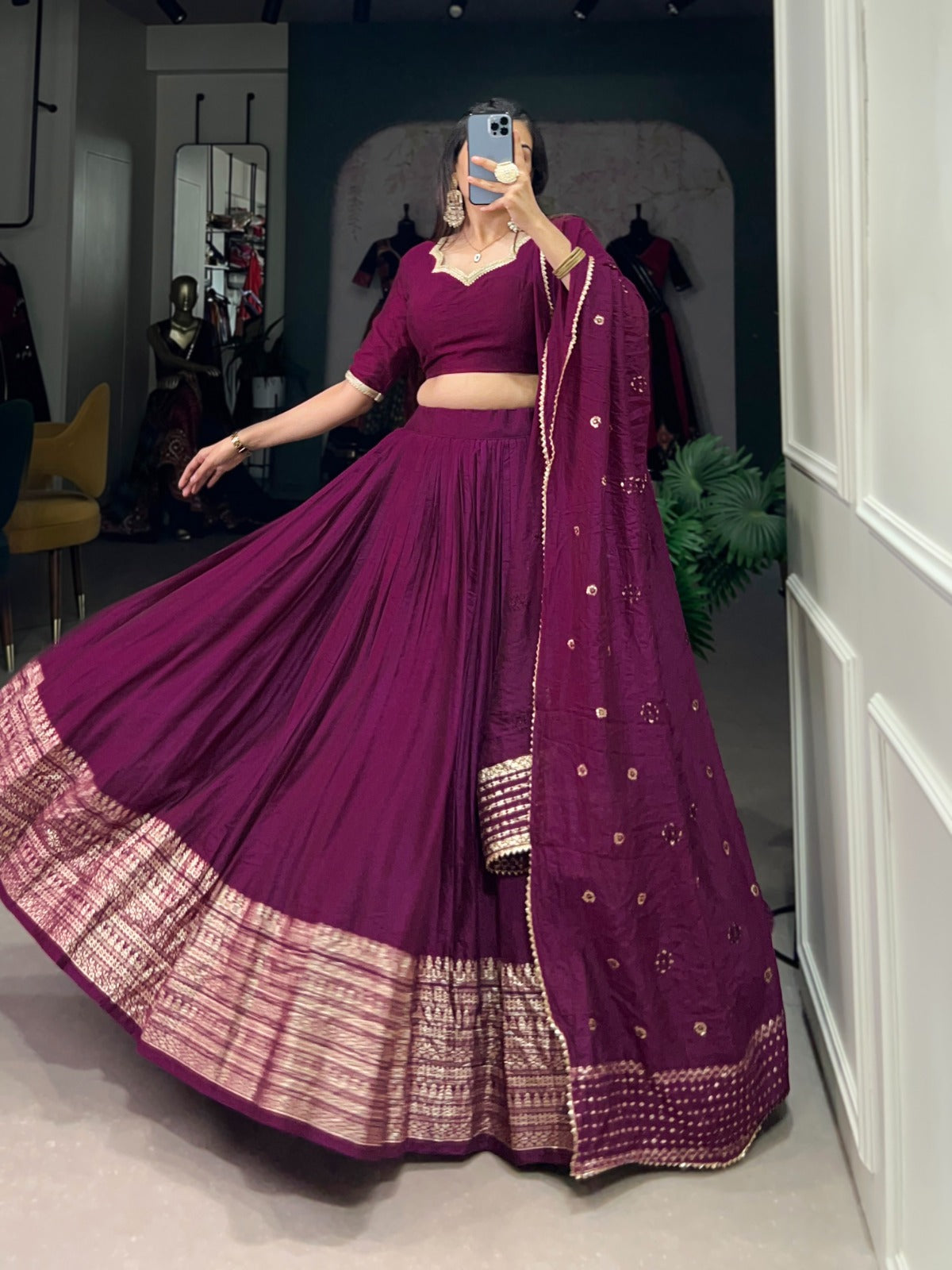 Amazing Pure Chanderi Embellished Lehenga Choli Cheap Sale Release Dates