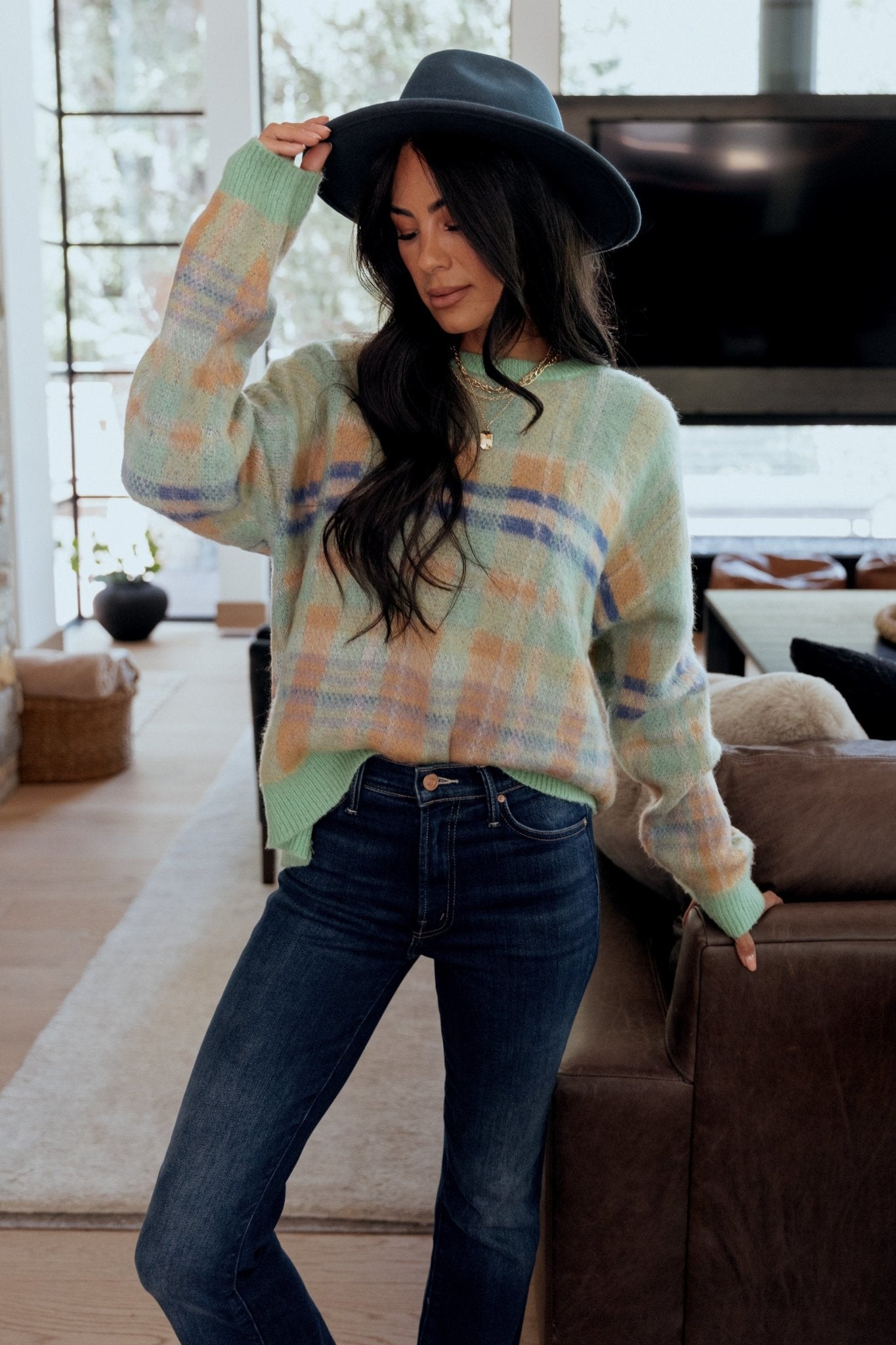 Brentridge Plaid Sweater | Green Multi Official Site