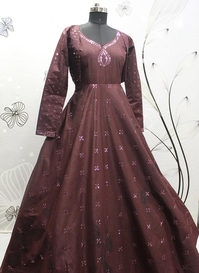 Designer Maroon Jacket Style Gown Quality From China Cheap