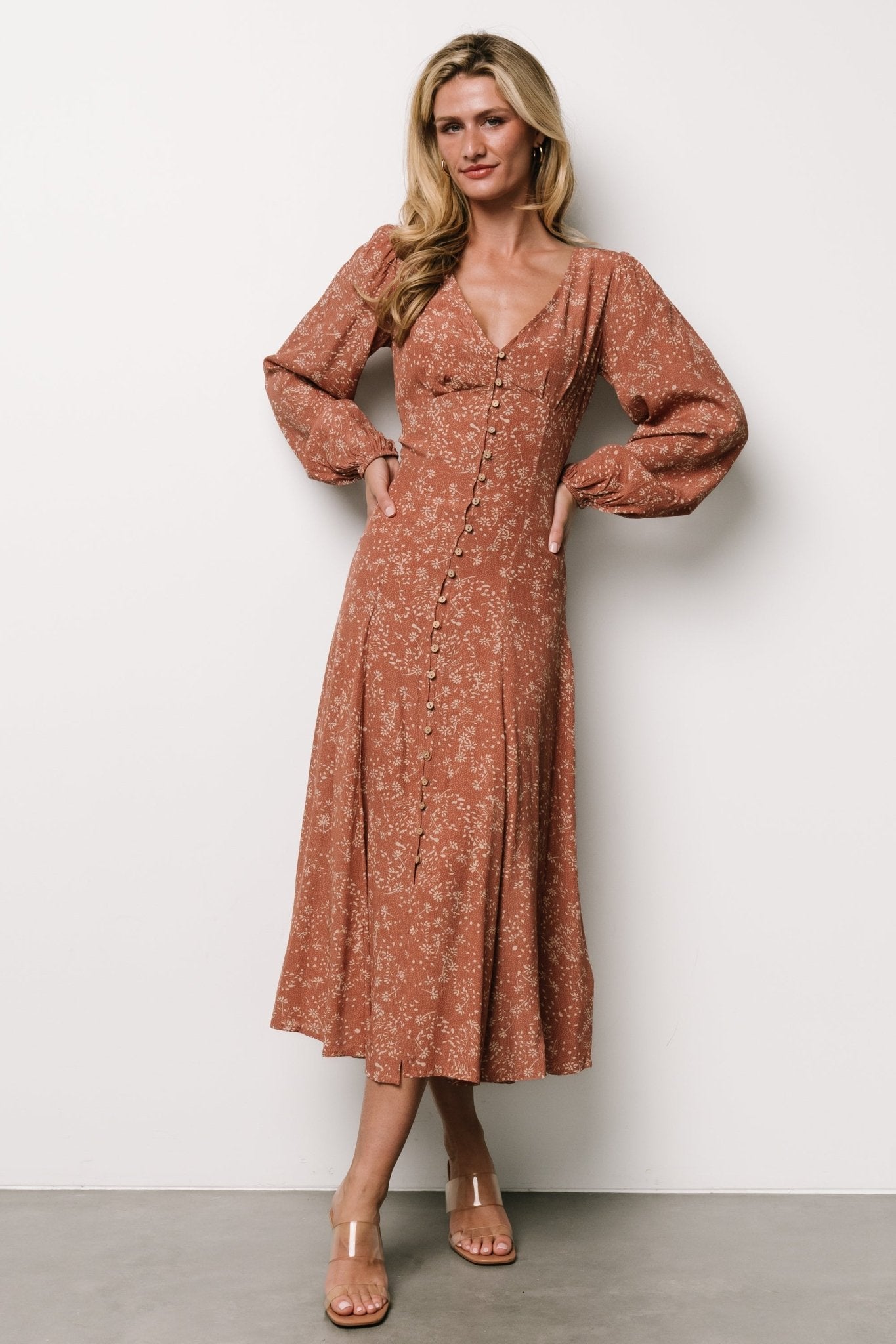 Claudine Maxi Dress | Dusty Clay Print Cheap Online Online