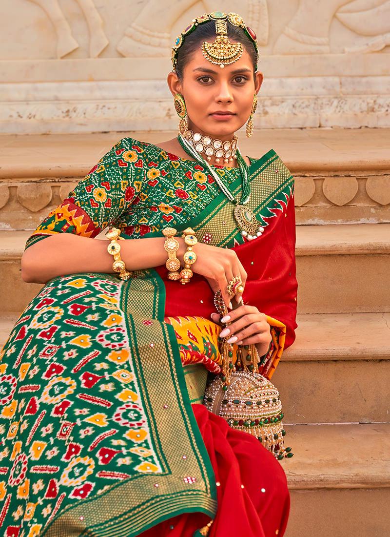 Red Color Smooth Silk Weave Patola Saree Outlet Genuine