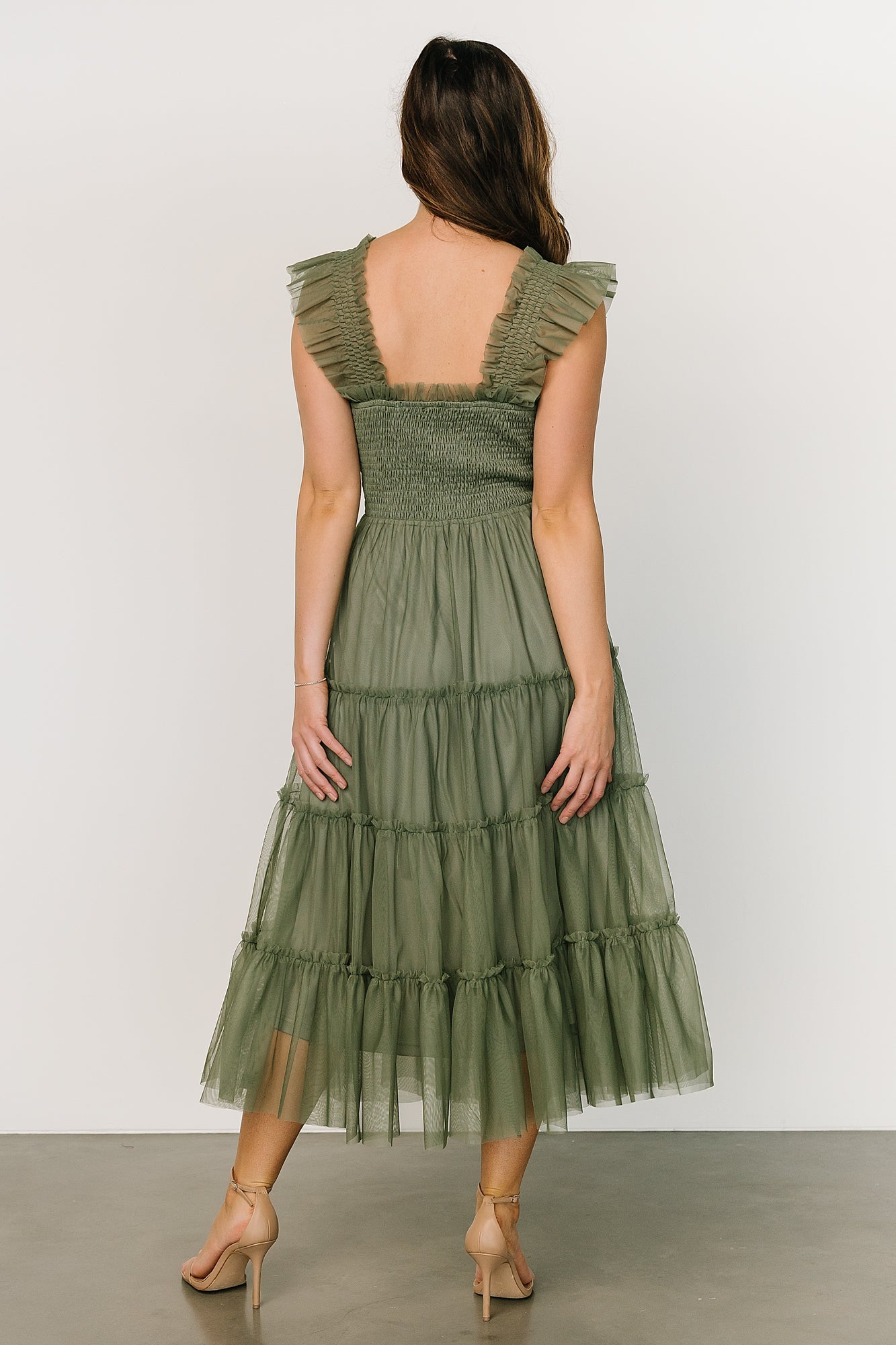 Emma Smocked Tulle Dress | Sage Free Shipping Release Dates