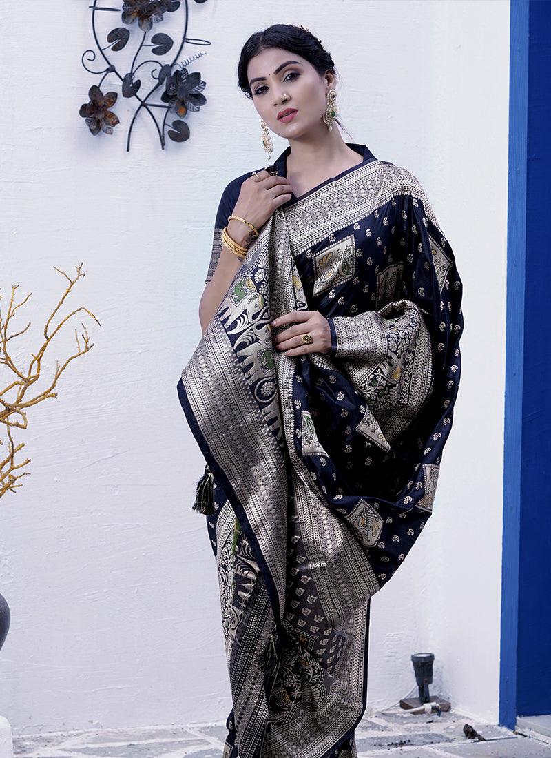 Dark Blue Classic Silk Saree Discount Countdown Package