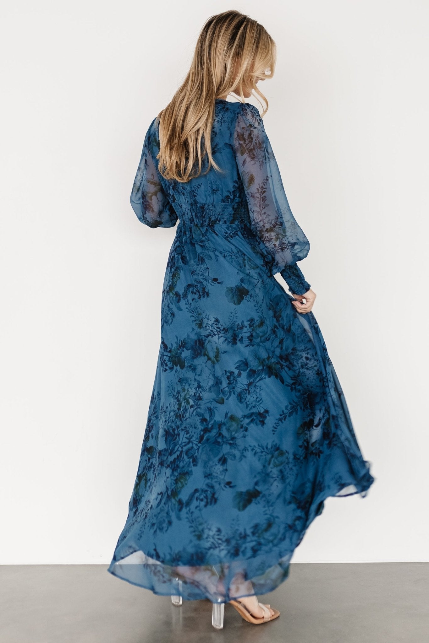 Olivia Maxi Dress | Deep Blue Floral Clearance How Much