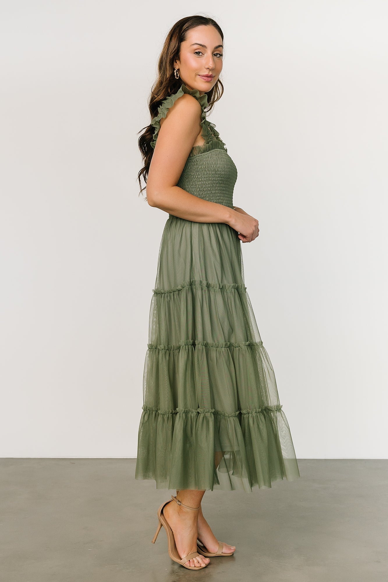 Emma Smocked Tulle Dress | Sage Free Shipping Release Dates