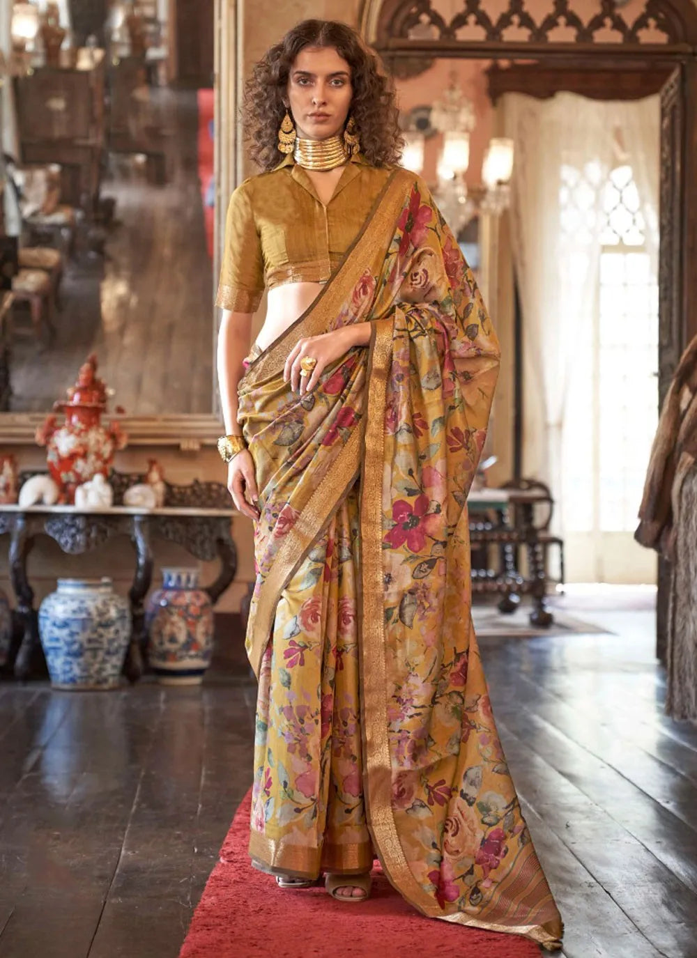 Mesmerizing Mustard Digital Printed Viscos Soft Silk Saree Recommend Cheap Online