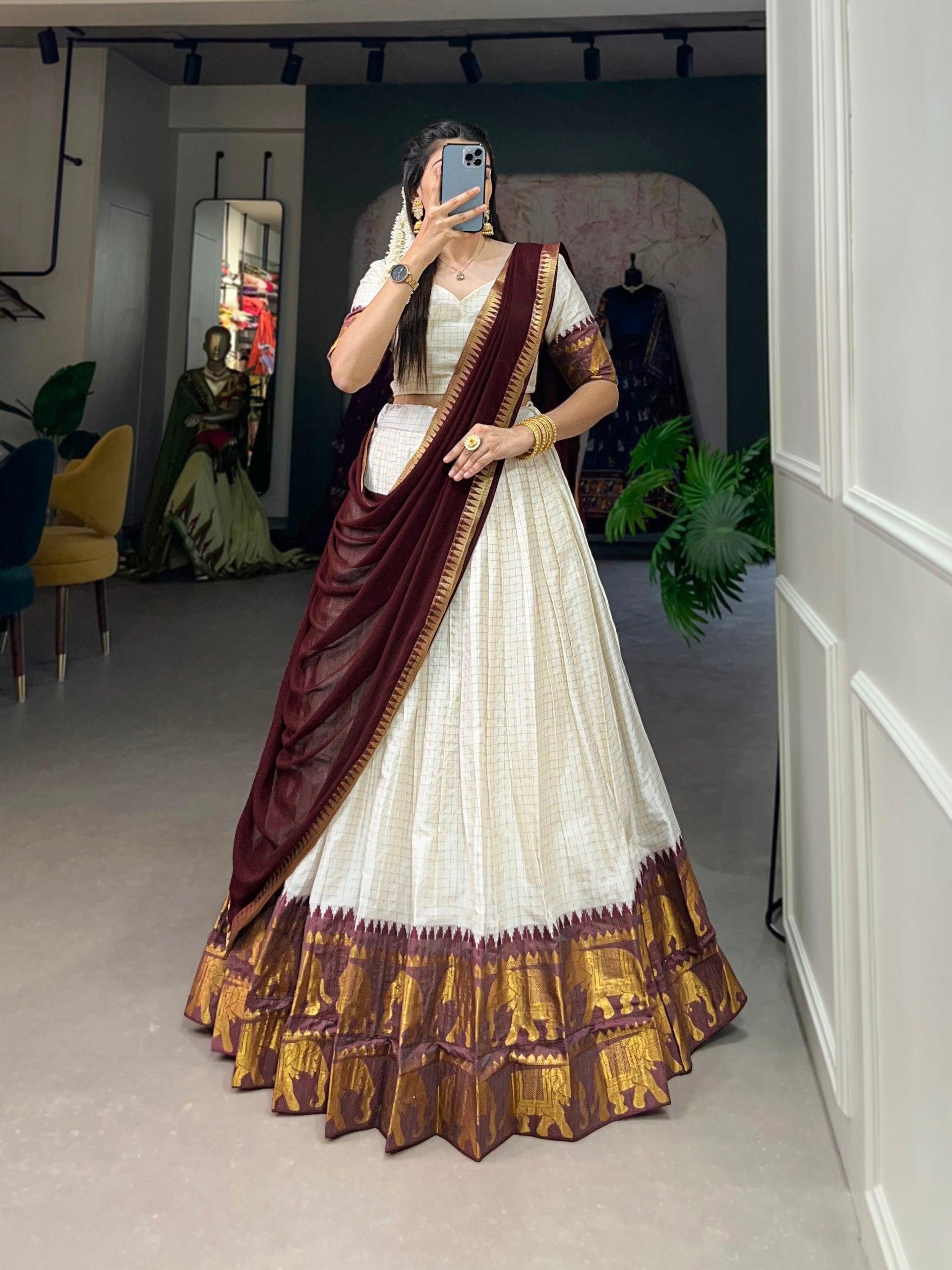 Regal Elegance White and Maroon Lehenga Choli Set Cheap Sale With Mastercard