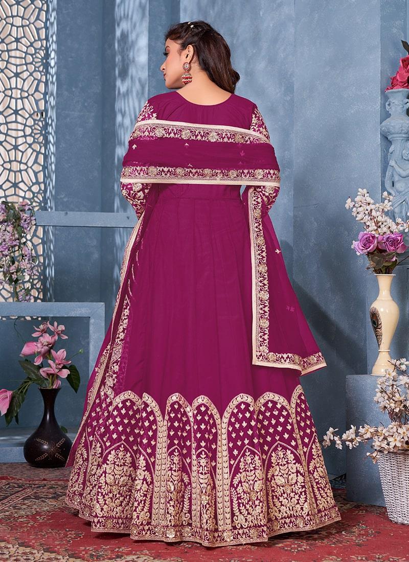 Rani Pink Color Soft Net Base Gown With Dori Work Buy Cheap 2025