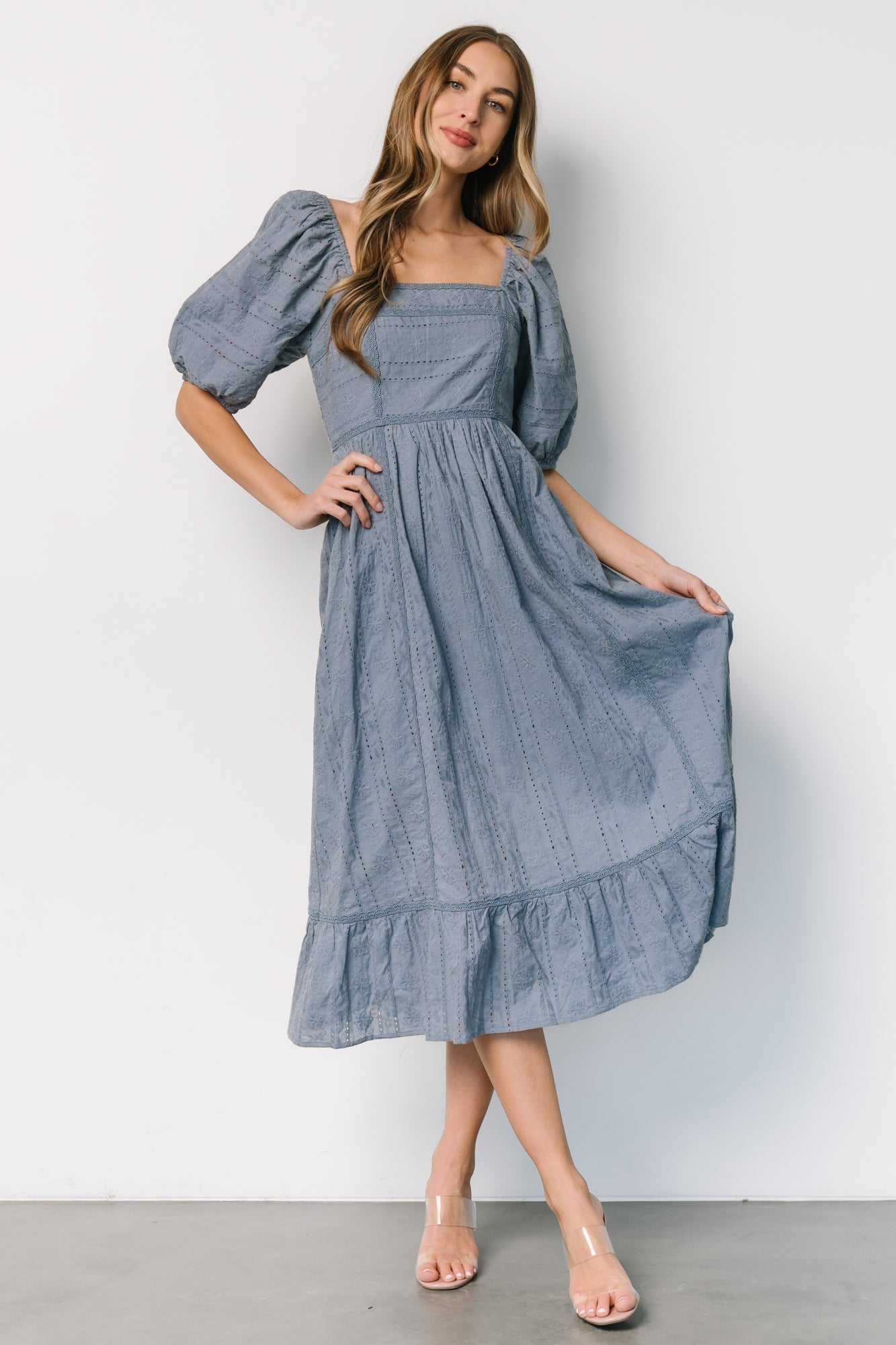 Delaney Eyelet Dress | Dusty Blue Brand New Unisex