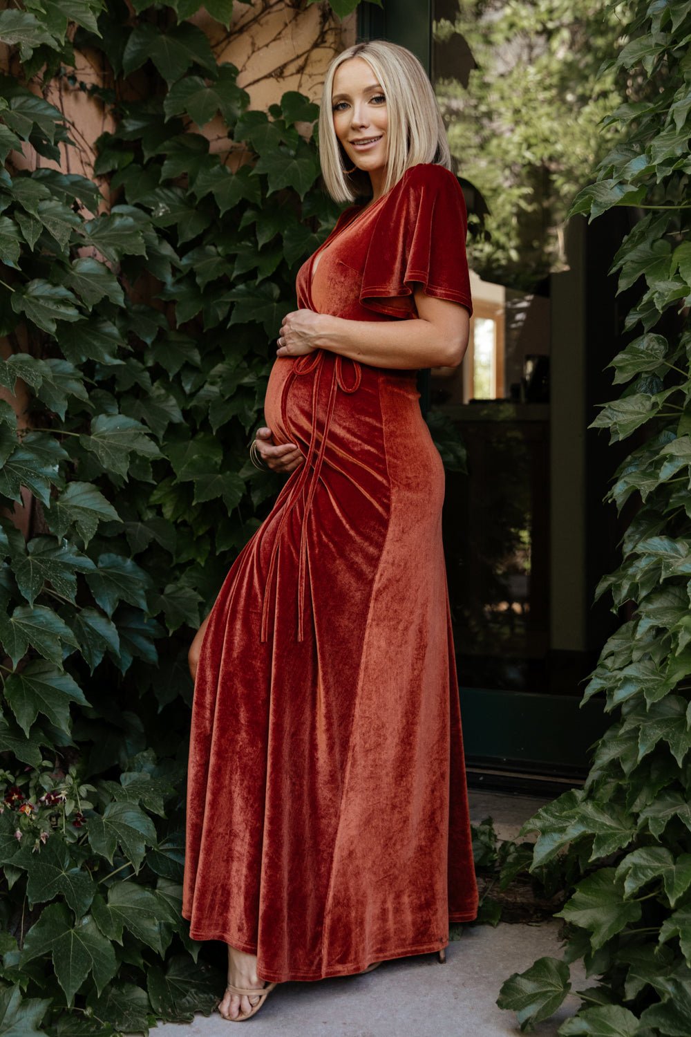 Meghan Velvet Wrap Maxi Dress | Rust Sale Footlocker