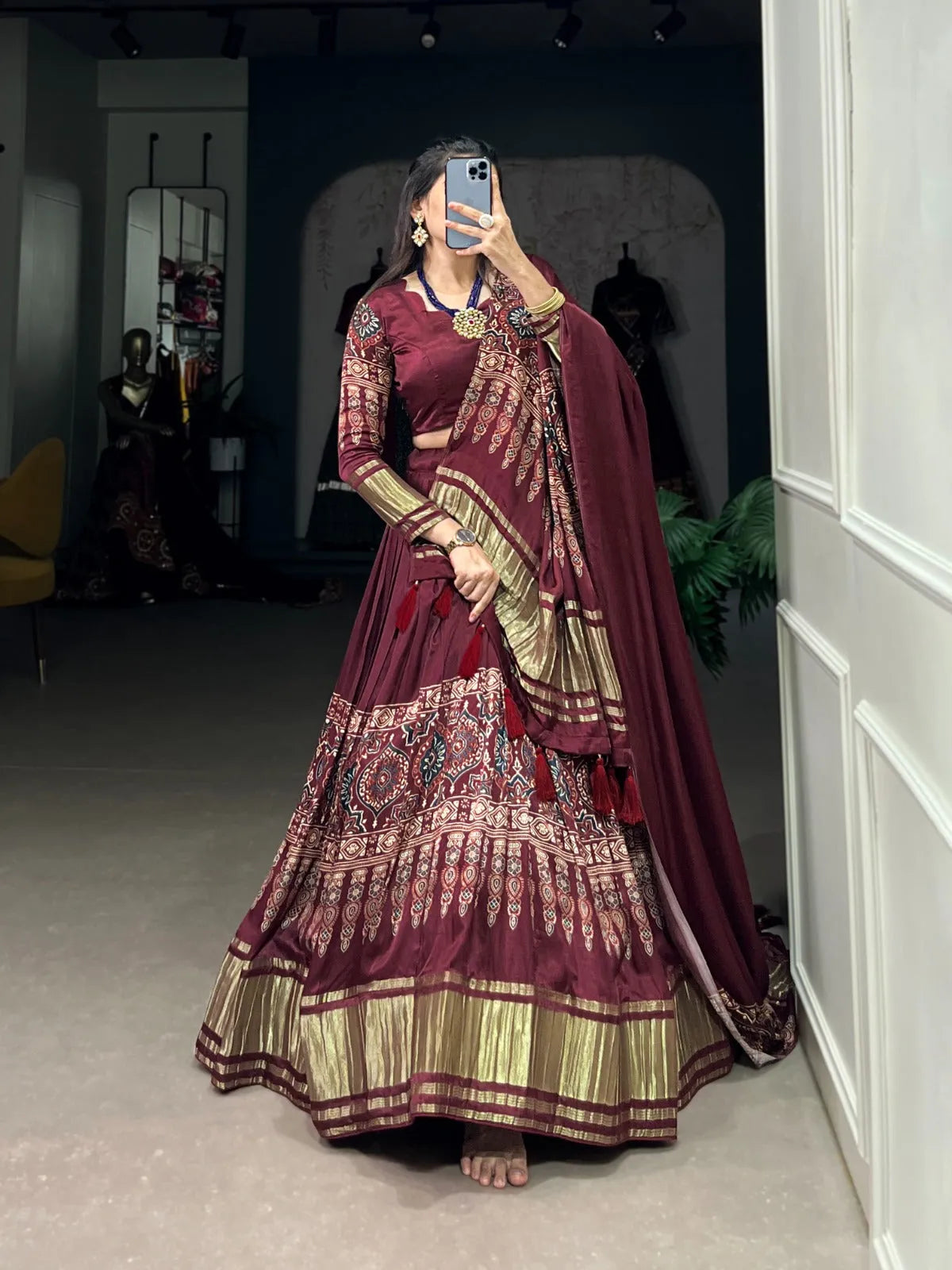 Gorgeous Gaji Silk Digital Printed Lagadi Patta Worked Lehenga Choli Discount Recommend