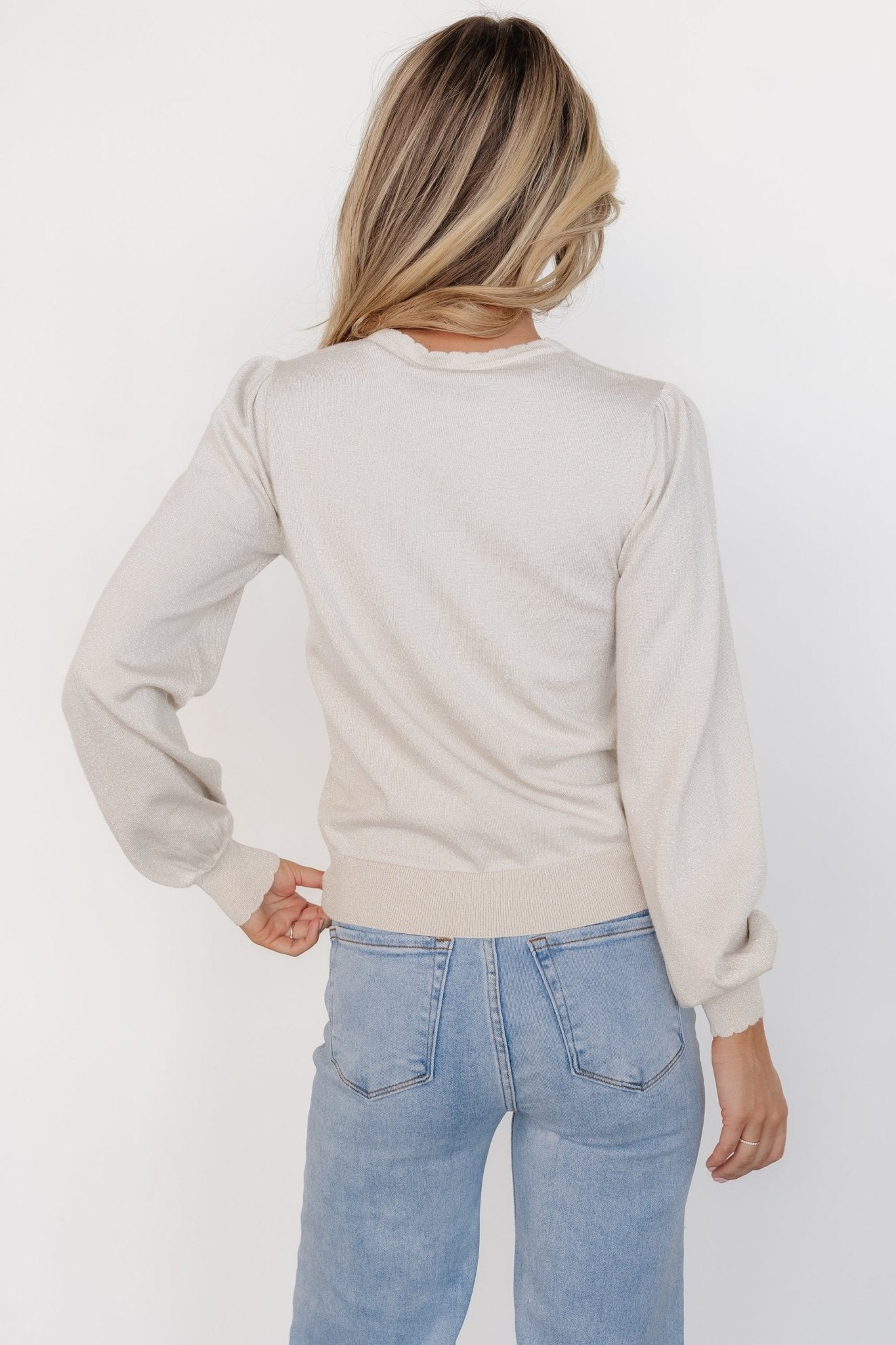 Benson Shimmer Sweater Top | Natural Pay With Visa For Sale