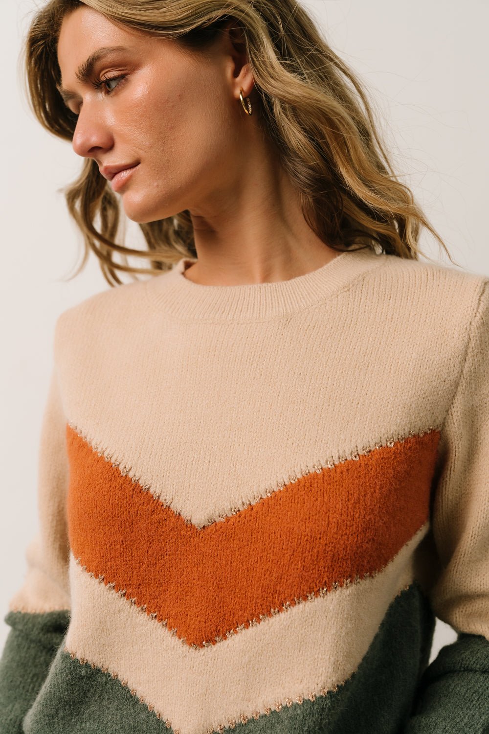 Rowen Color Block Sweater | Natural + Green Best Place