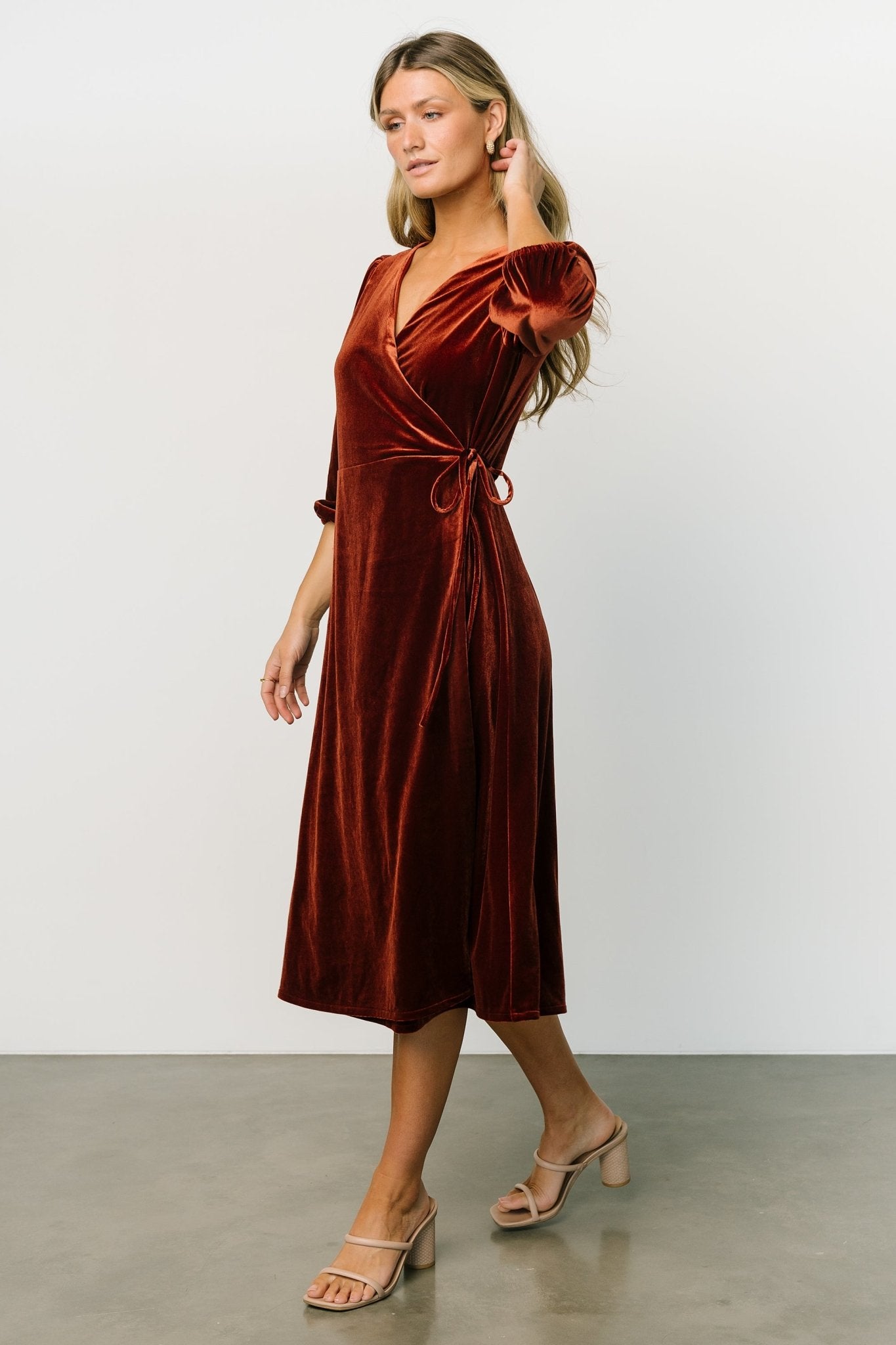 Beckinsale Velvet Wrap Dress | Cinnamon Discount Looking For